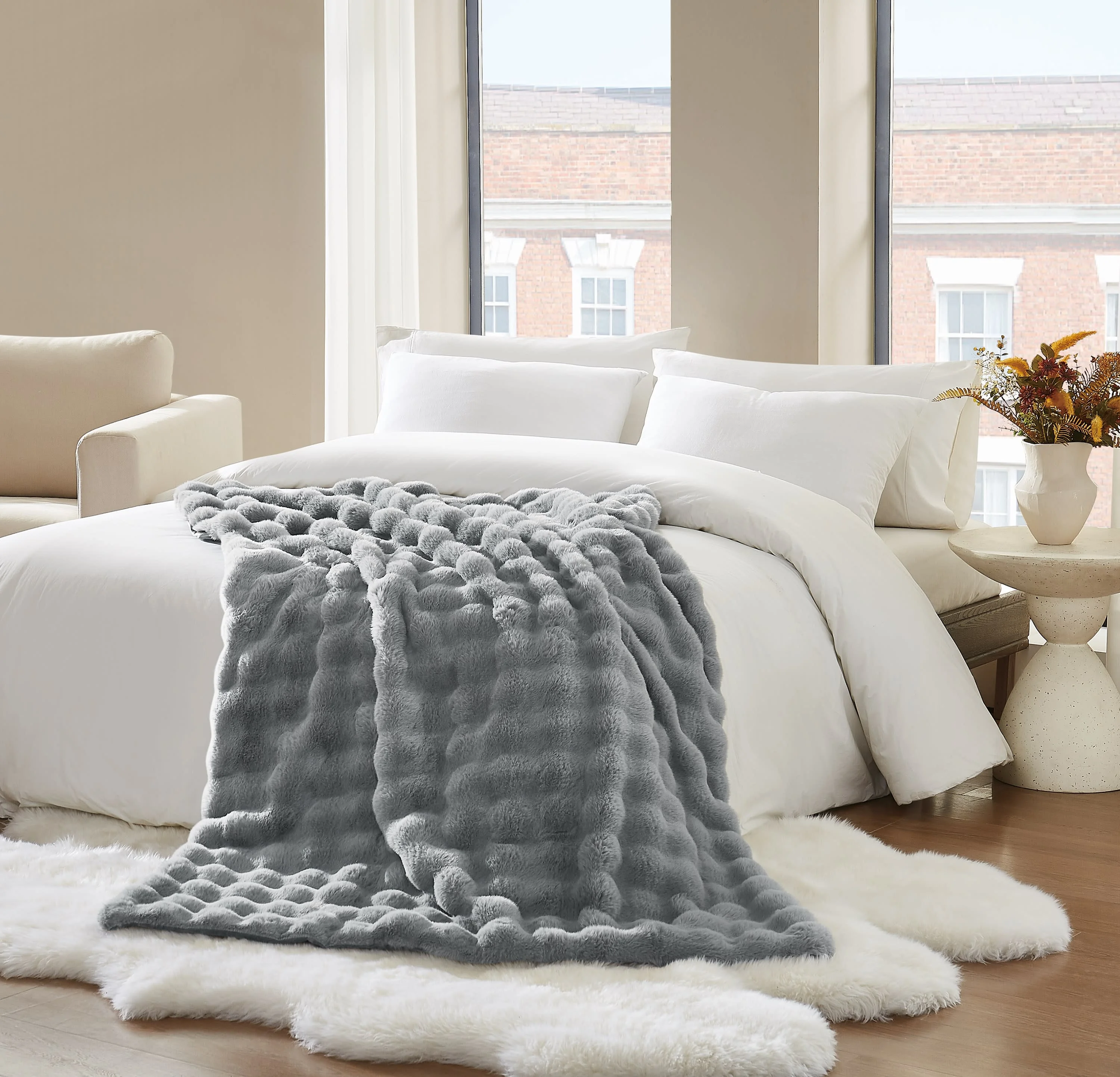 Brooklyn Loom Bubble Faux Fur 100% Microfiber Polyester Twin XL Blanket in Green, All Season, Adult Size, OEKO-TEX Certified - Image 17