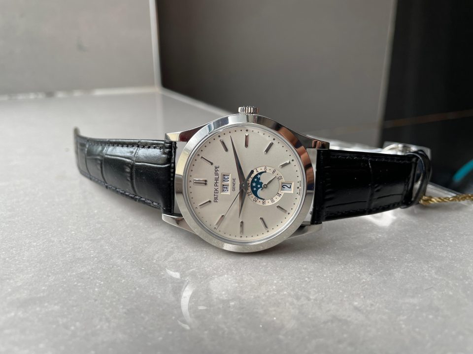 Replica PATEK PHILIPPE Annual Calendar Moonphase 5396 SS ZF 1:1 Best Edition White/Blue Dial on Black Leather Strap A324 - Top club