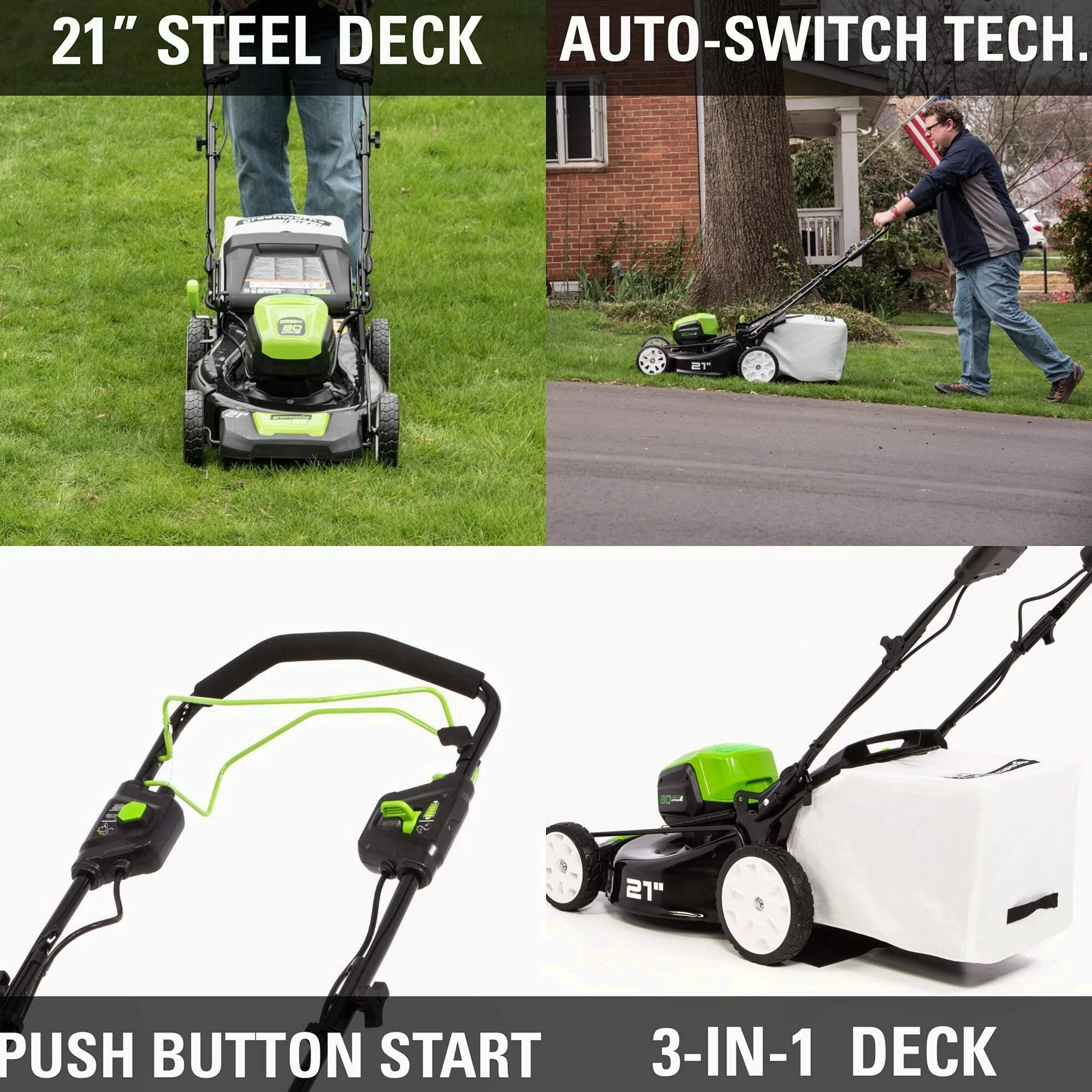 Greenworks 80V Cordless 21 in Self-Propelled Brushless Lawn Mower - Image 7 Greenworks 80V Cordless 21 in Self-Propelled Brushless Lawn Mower - Image 7