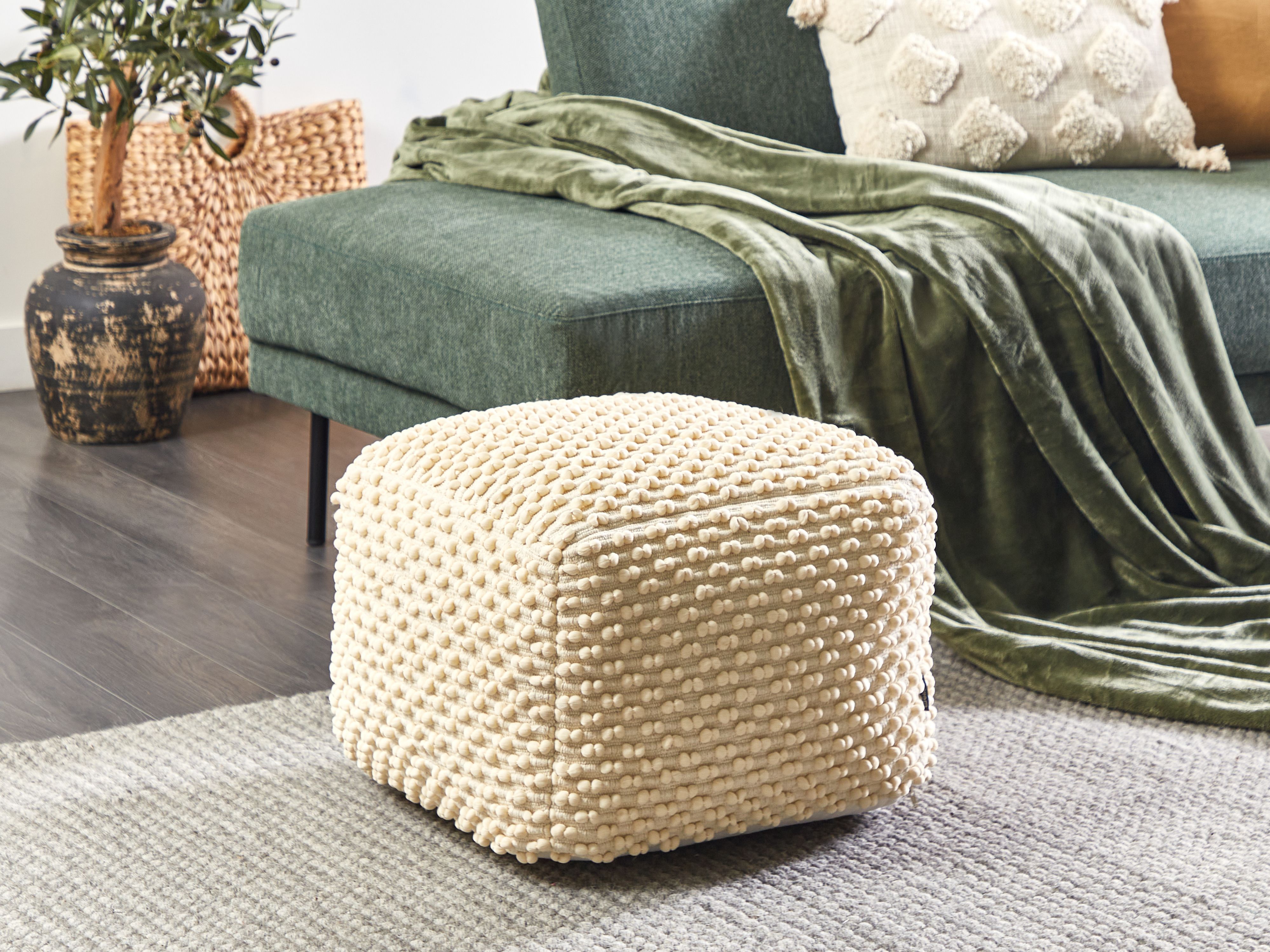 Pouffe KINGRI Cotton Light Beige