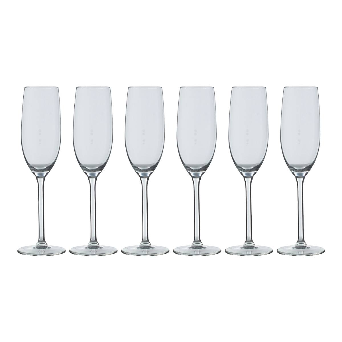 Set of 6 "Orpea" champagne flutes 160 ml, Transparent