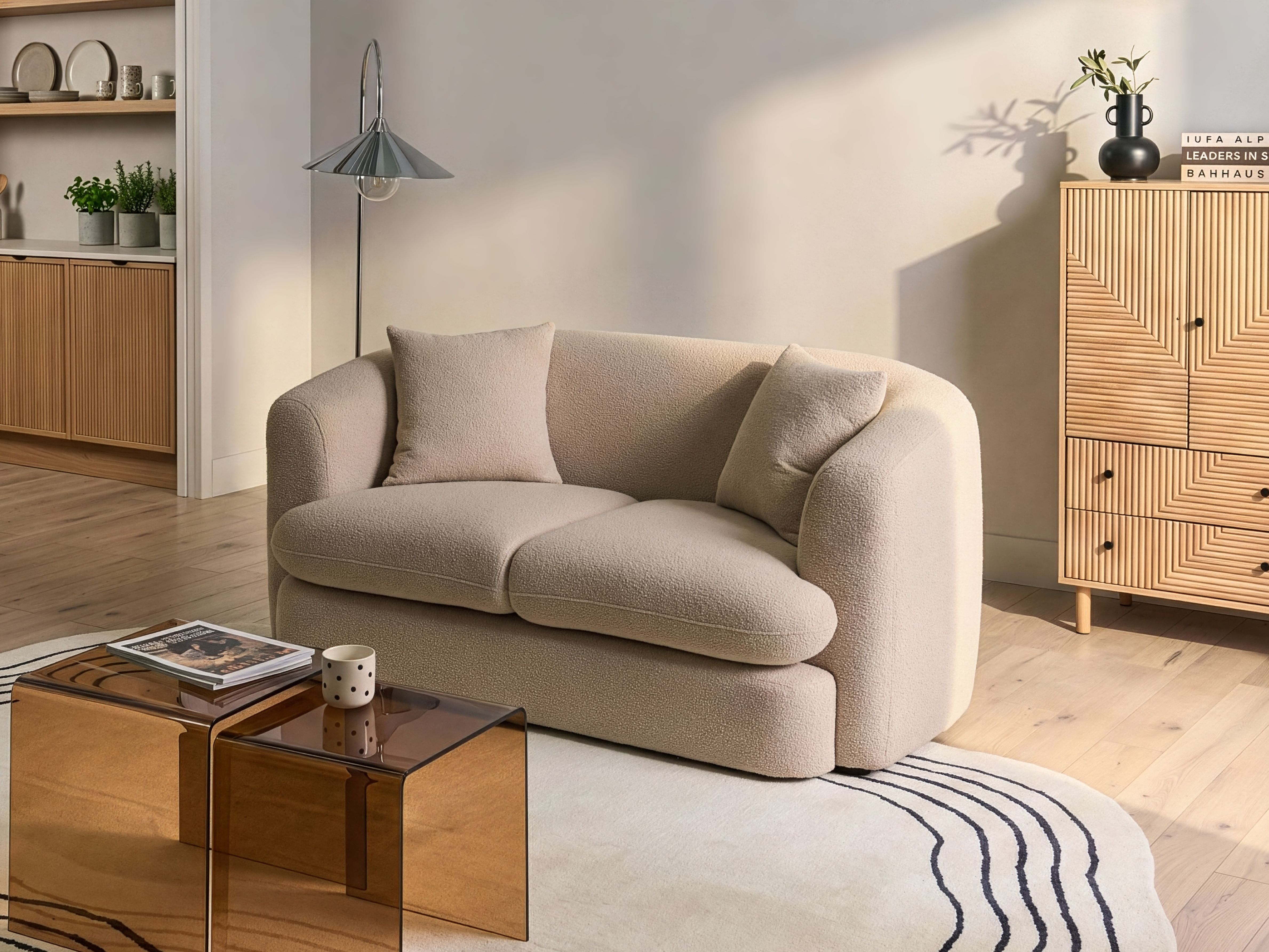 Sofa 2 Seater HUSBY Boucle Beige