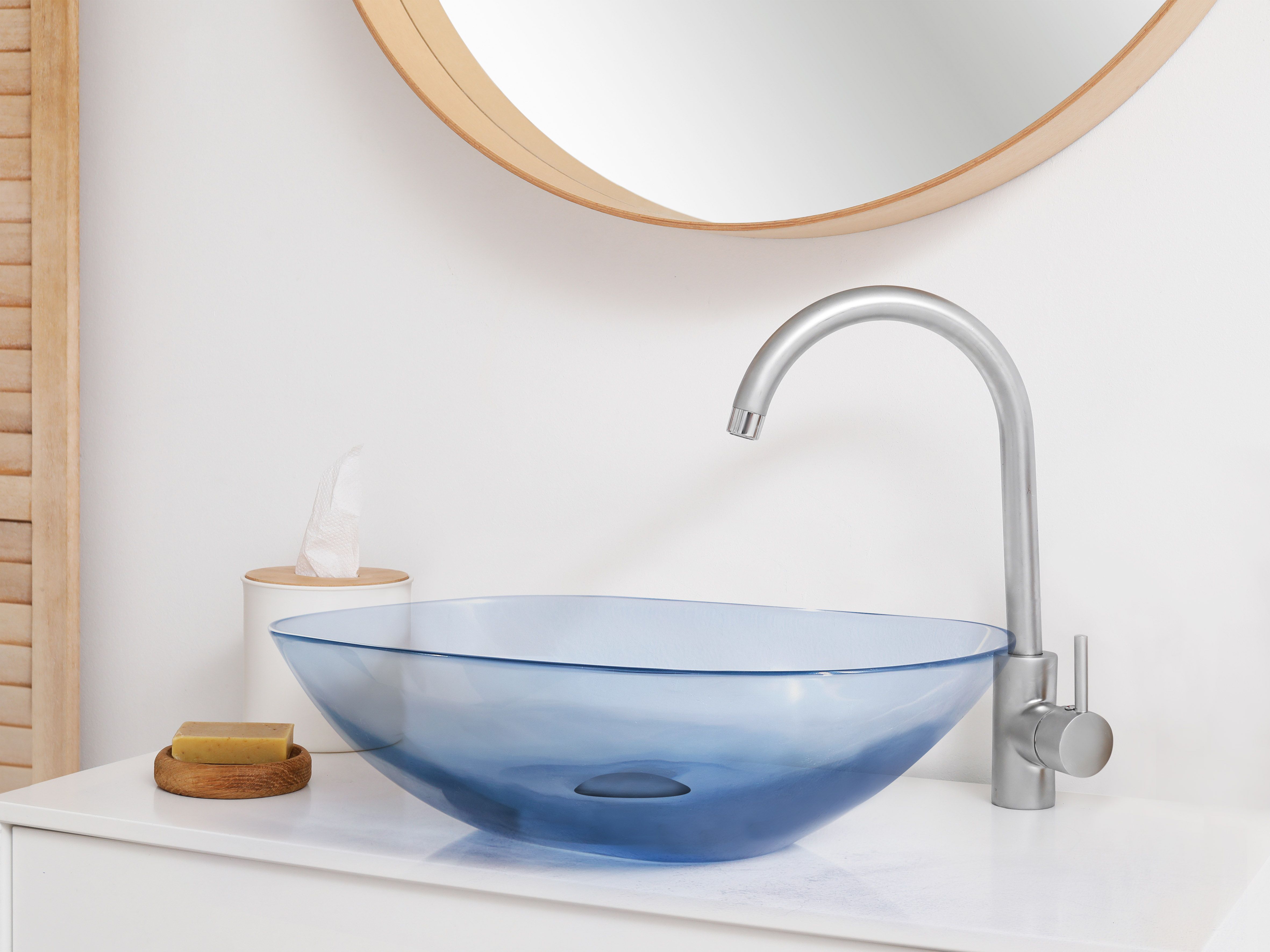 Countertop Basin MOENGO 540 x 360 mm Solid Surface Blue