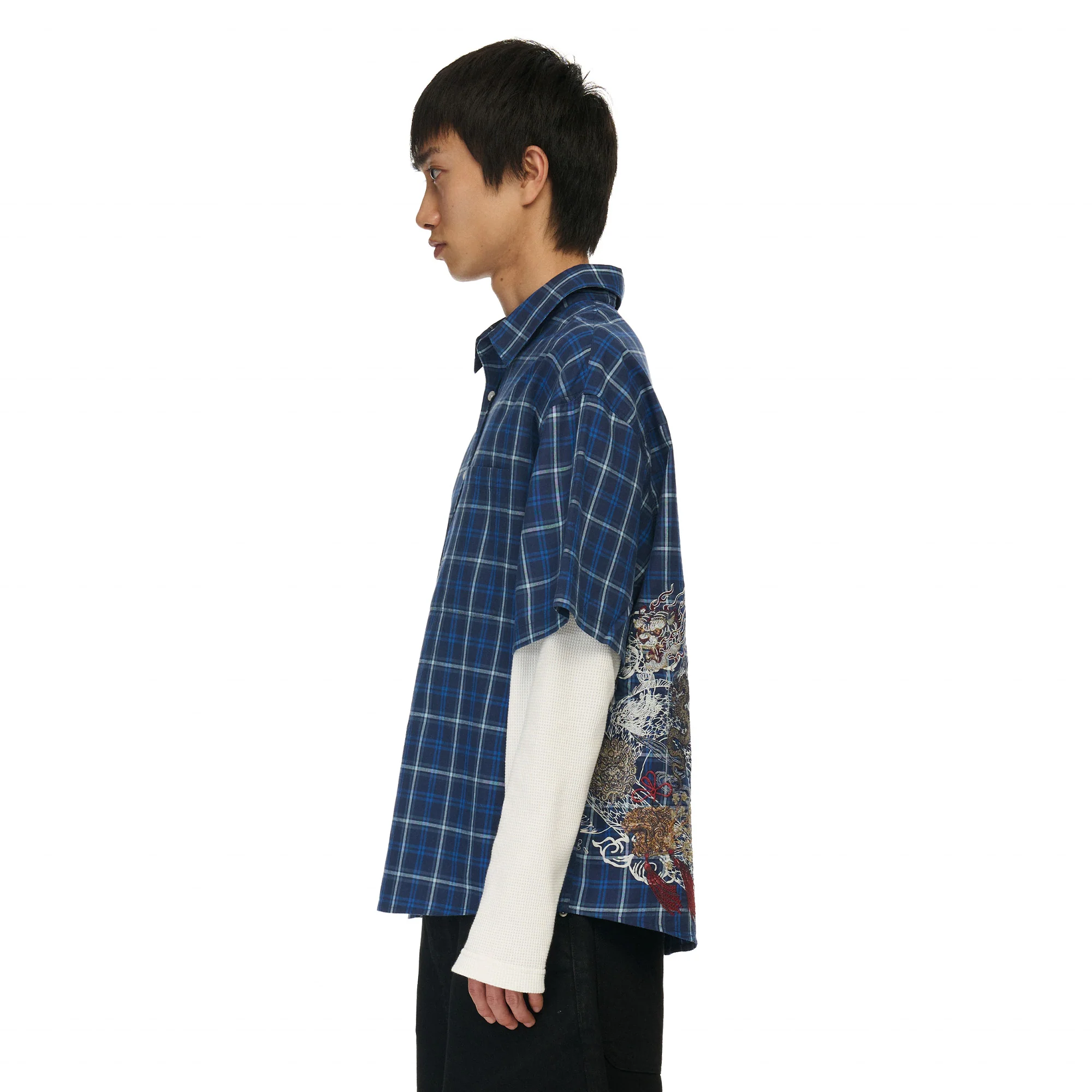 "yakuza" layered Shirt navy