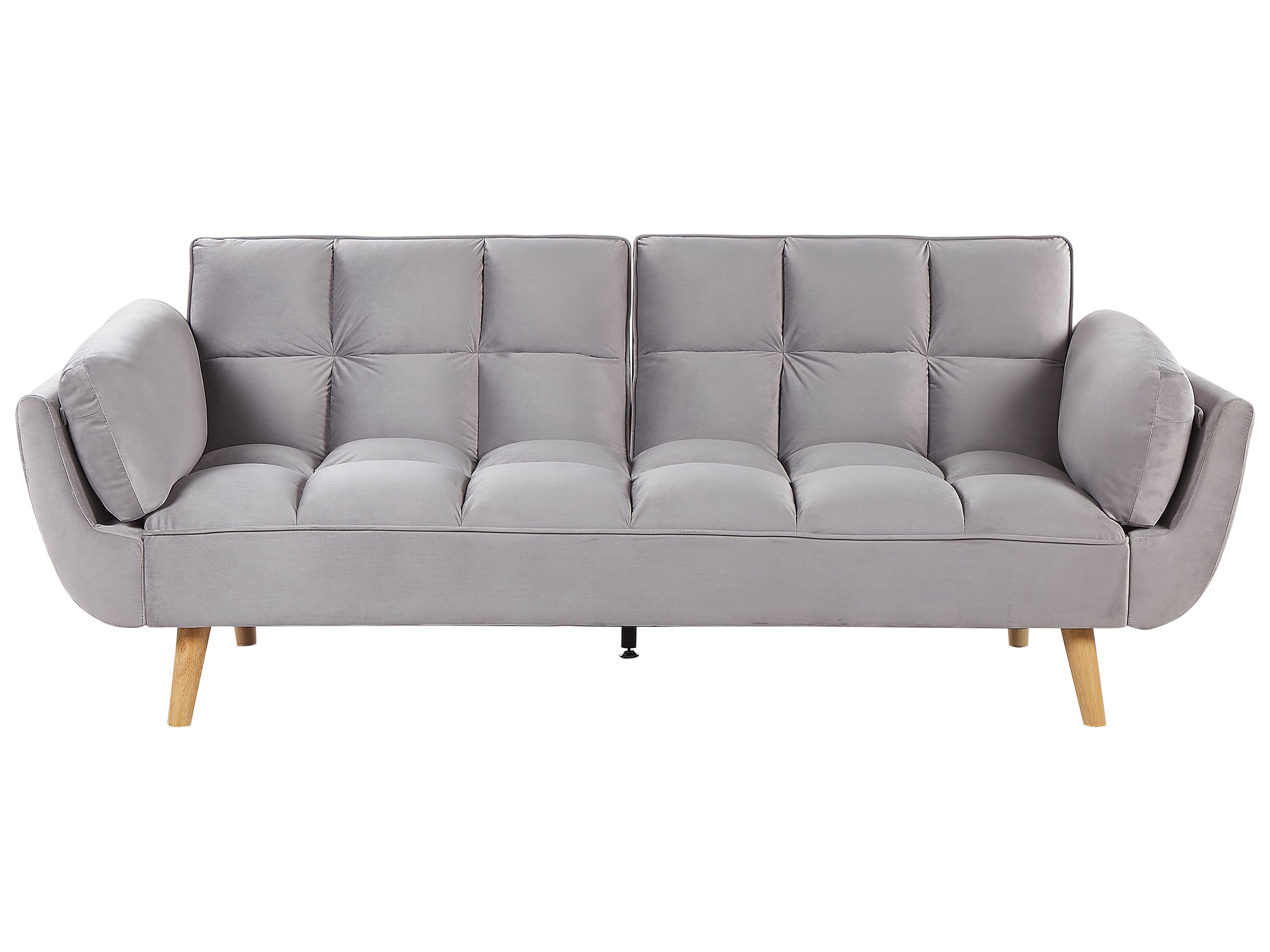 Sofa Bed 3 Seater ASBY Velvet Light Grey