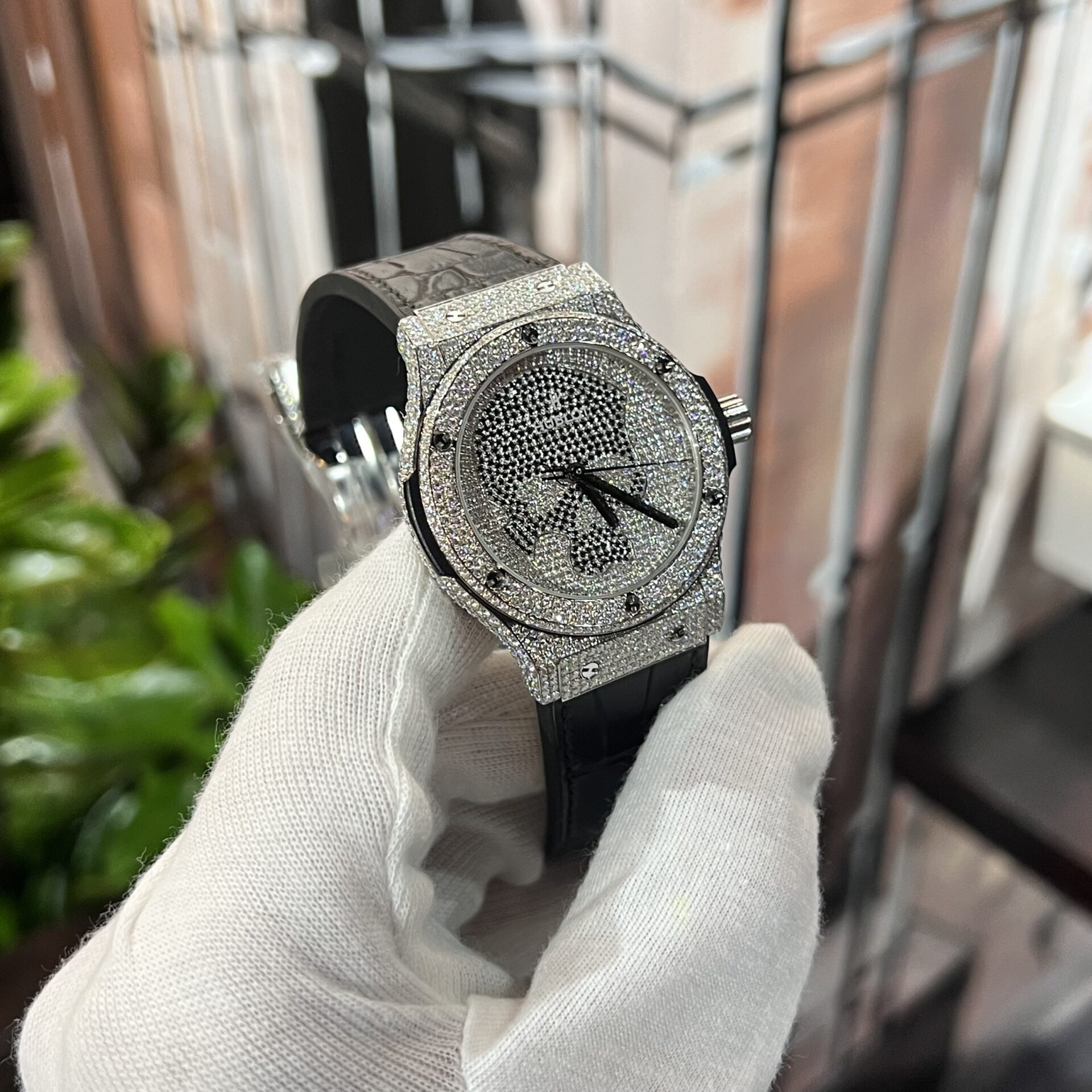 Hublot Classic Fusion With Moissanite Replica Watch Leather Strap 42mm - Top club