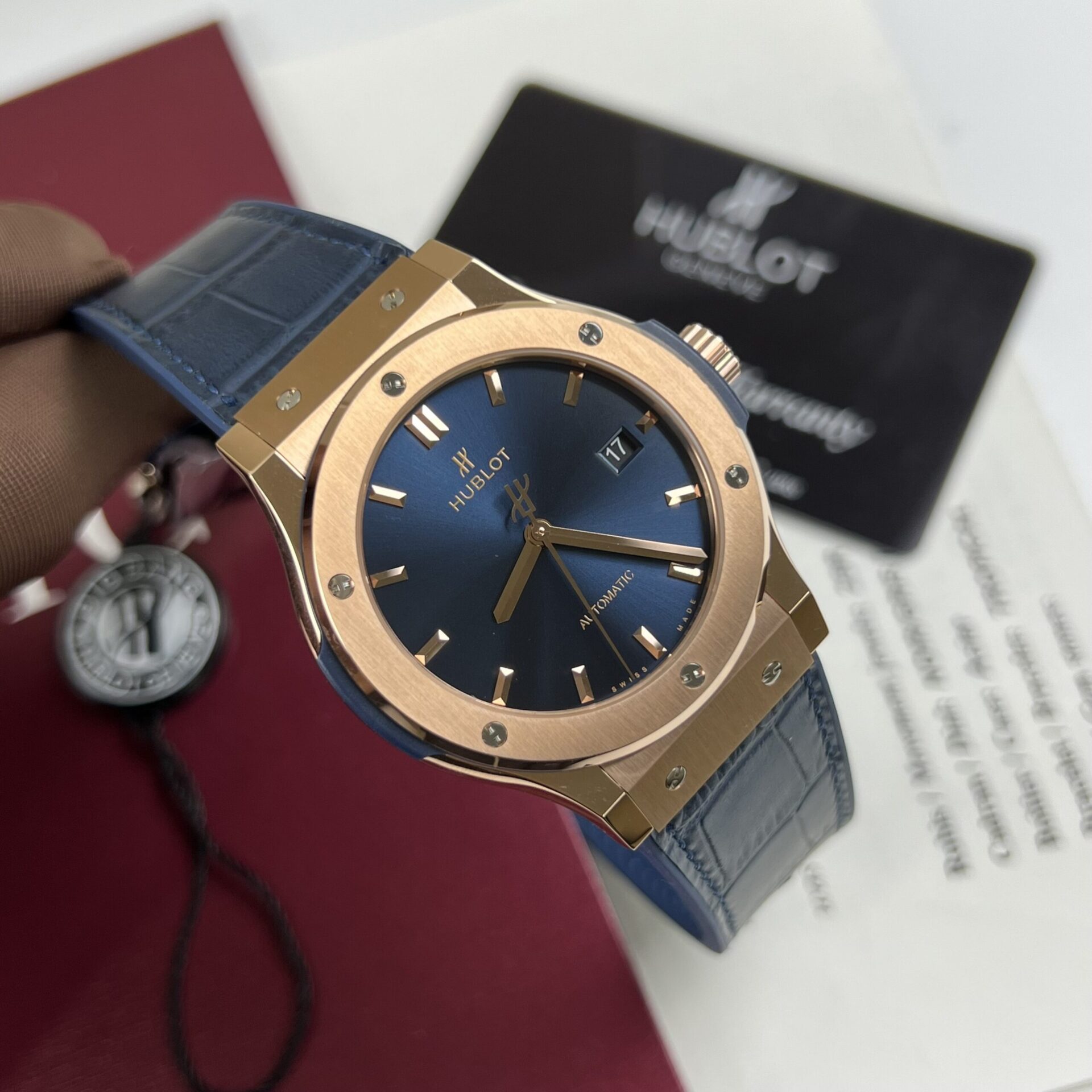 Hublot Replica Watch Classic Fusion King Gold Blue Dial JJF Factory 42mm - Elite Watch Atelier