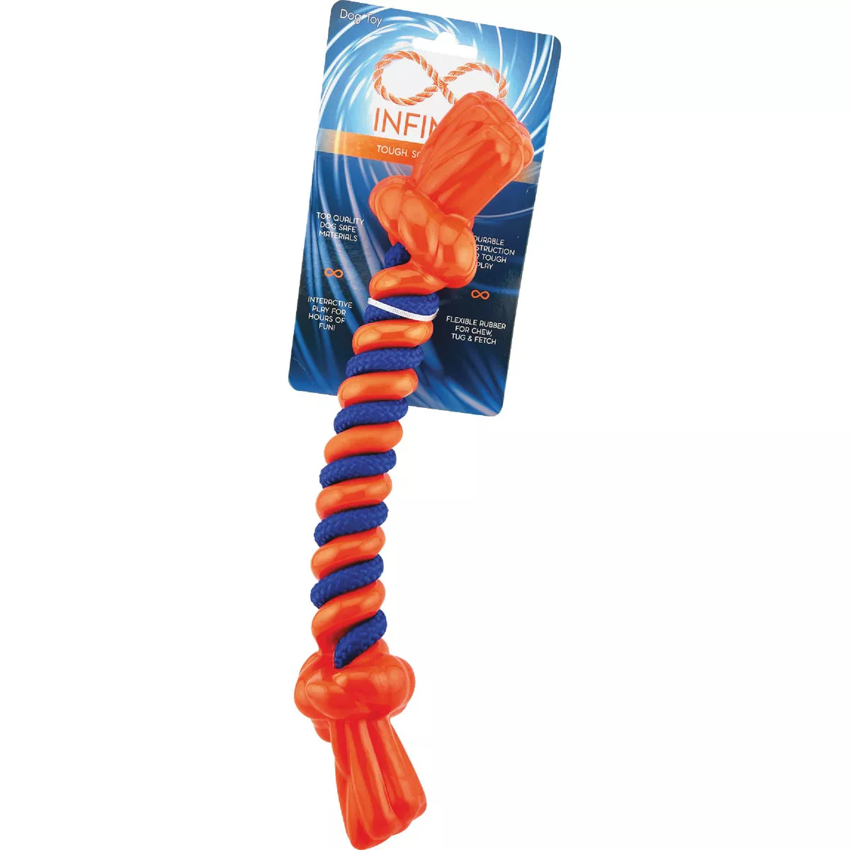 Boss Pet Infinity TPR/Rope Bone Large Orange Dog Toy