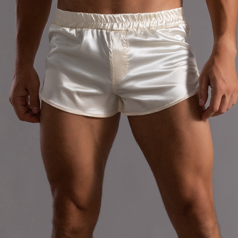 Men's three-quarter pants, underwear, ultra-short pants, silk boxer shorts, plus-size home sleep pants for overweight individuals