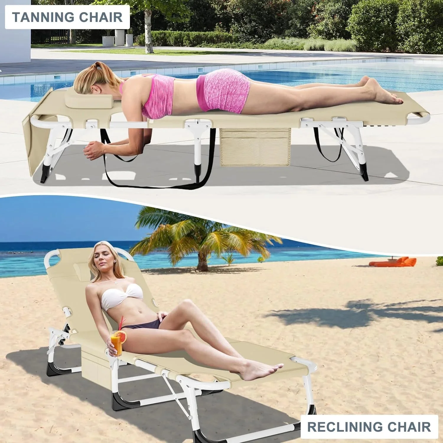 Slsy 5-Position Adjustable Folding Lounge Chair And Cot - 75.2" x 25.6" x 11.8" - Image 145 Slsy 5-Position Adjustable Folding Lounge Chair And Cot - 75.2" x 25.6" x 11.8" - Image 145