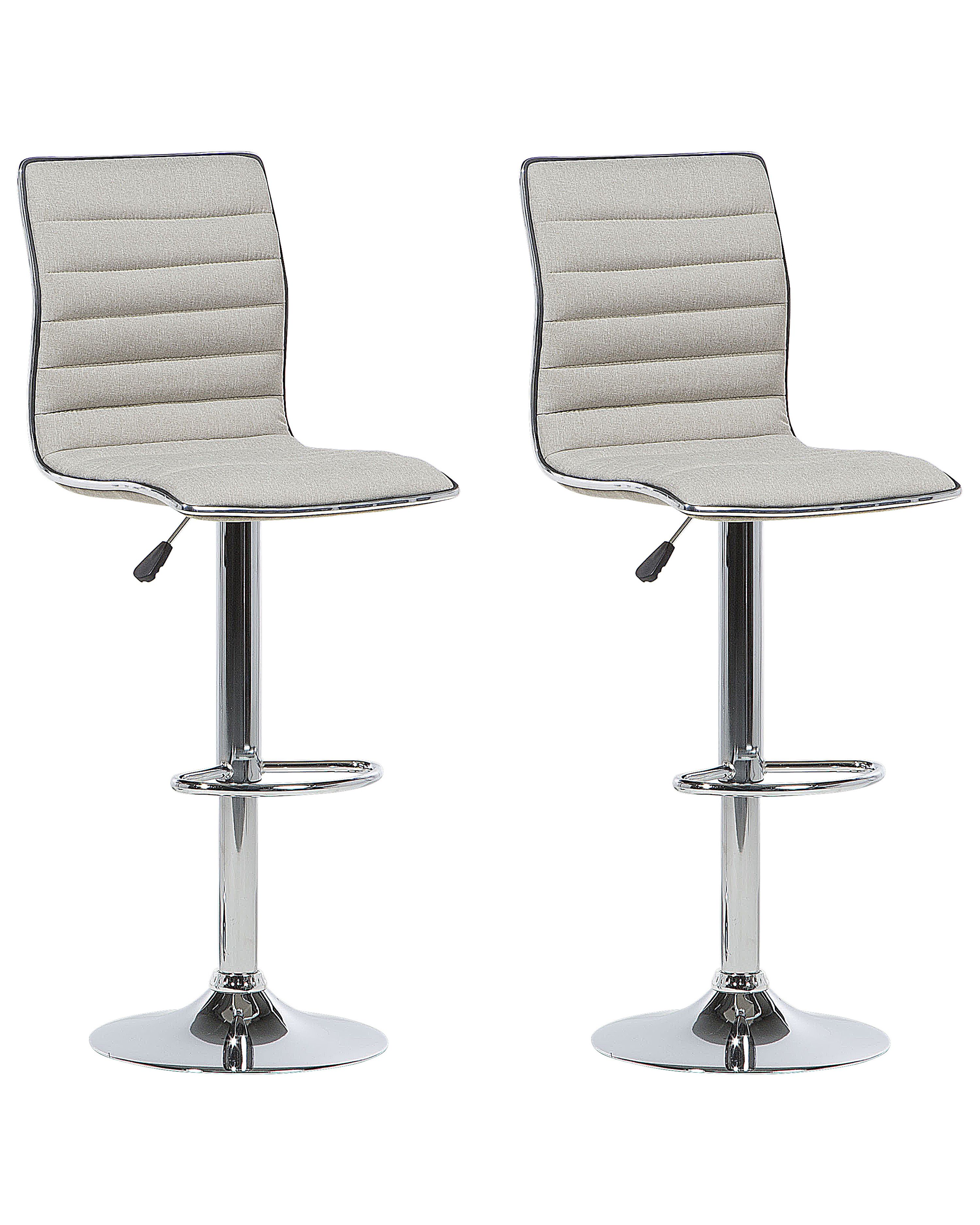 Set of 2 Bar Chairs LUCERNE Swivel Light Beige