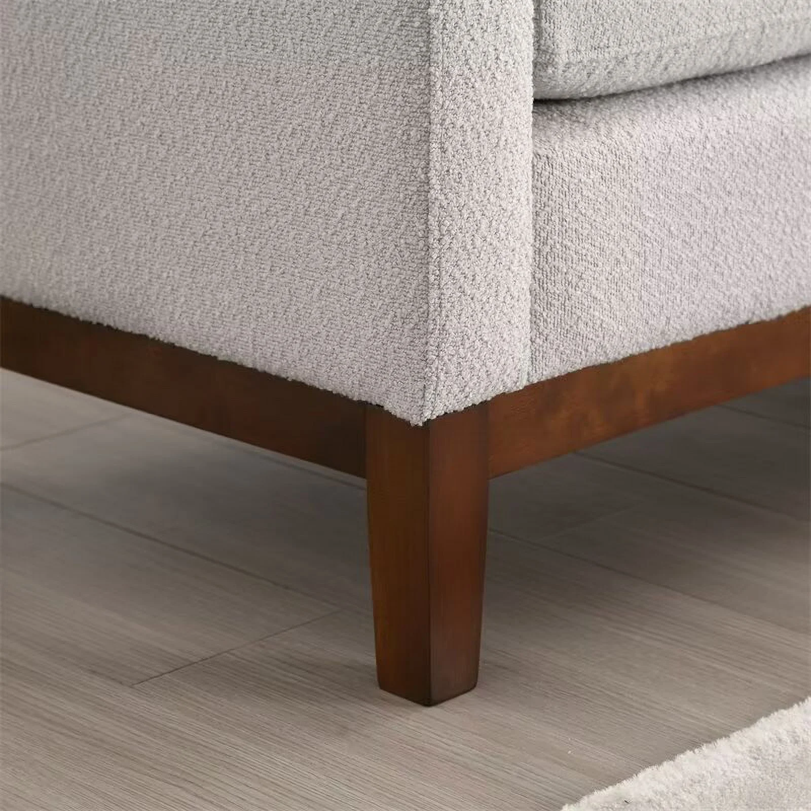 End of Bed Bench, 53.5" Boucle Fabric Upholstered Entryway Bench with Wood Legs & Bolster Pillows, Rolled Arm Cushioned Ottoman Foot Rest Long Stool Window Extra Seating for Bedroom, Ivory - Image 15