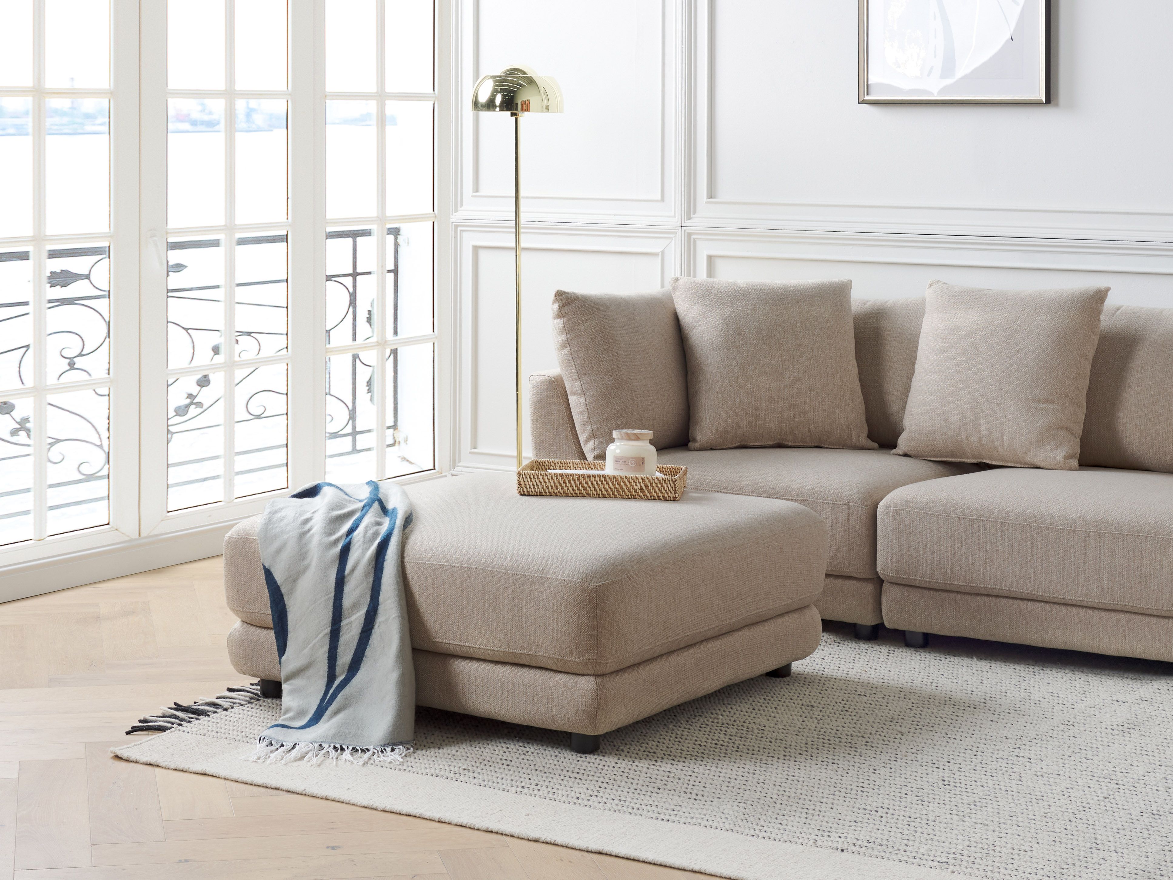 Ottoman SIGTUNA Fabric Beige