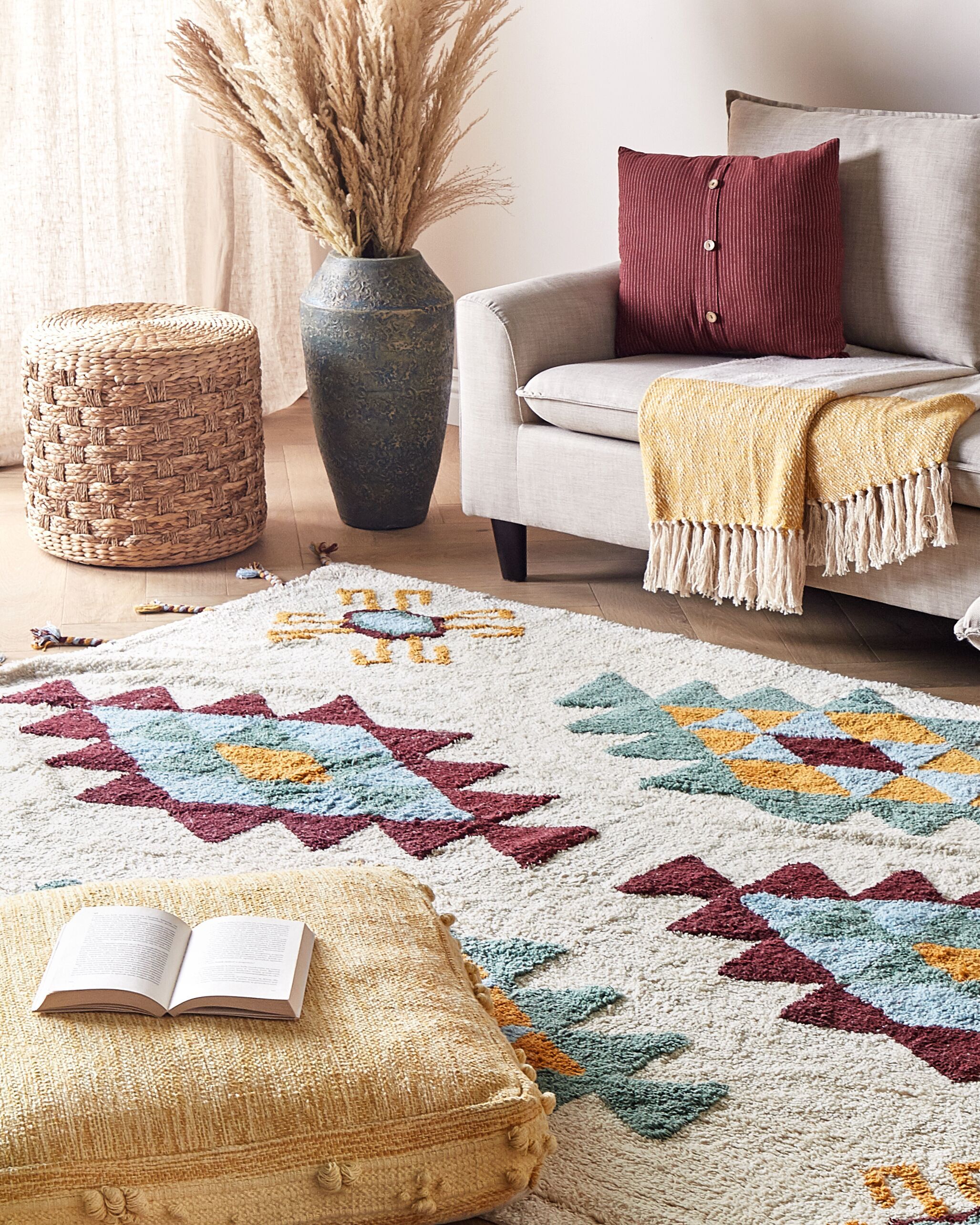 Rug DUZCE Beige 160 x 230 cm Cotton