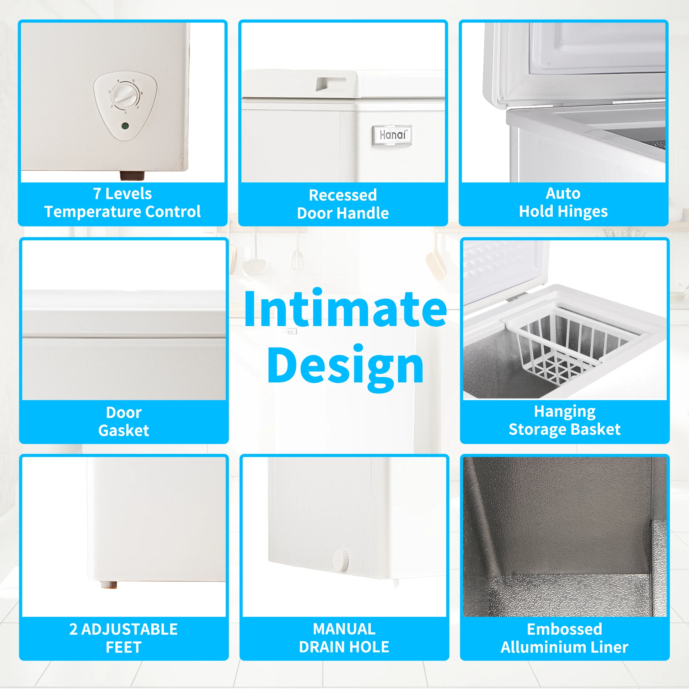 WANAI 3.5 Cu.ft,Chest Freezer,Deep Freezer,Removable Storage Basket Freezer,White - Image 7