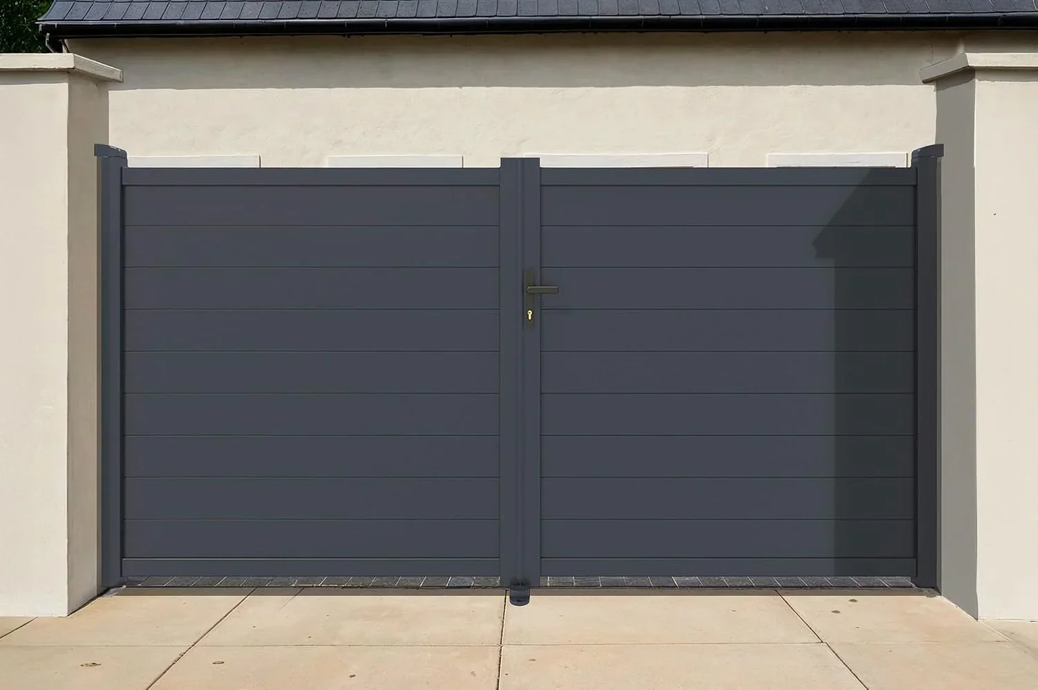 Casanoov Aluminum Swing Gate 392 cm x 161 cm Anthracite Gray RAL 7016 - KIT-000024