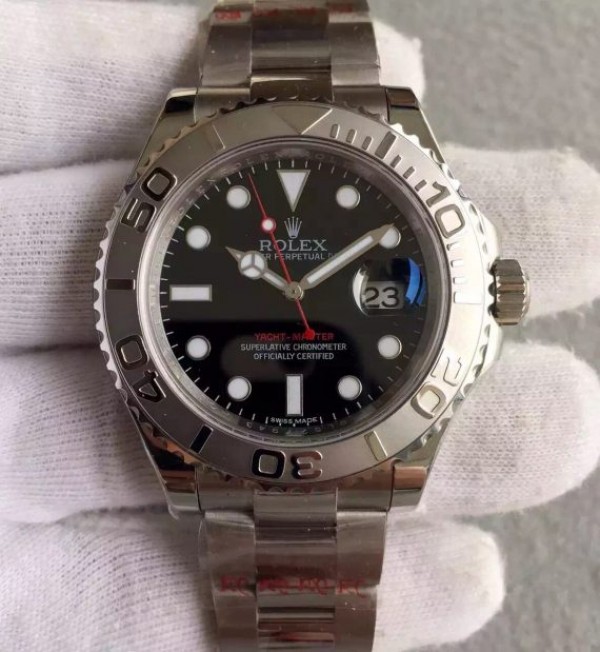 Replica Rolex Yacht-Master 116622 Noob Black Dial SS Bracelet A2824 - Elite Watch Atelier