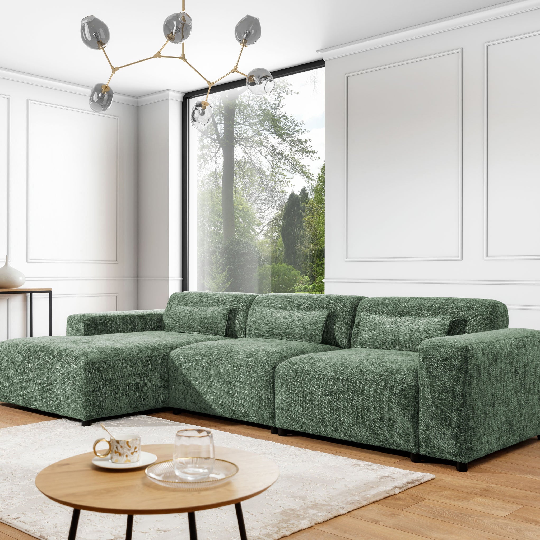 Blokker Velura Hoekbank Links Big - Chenille - Groen