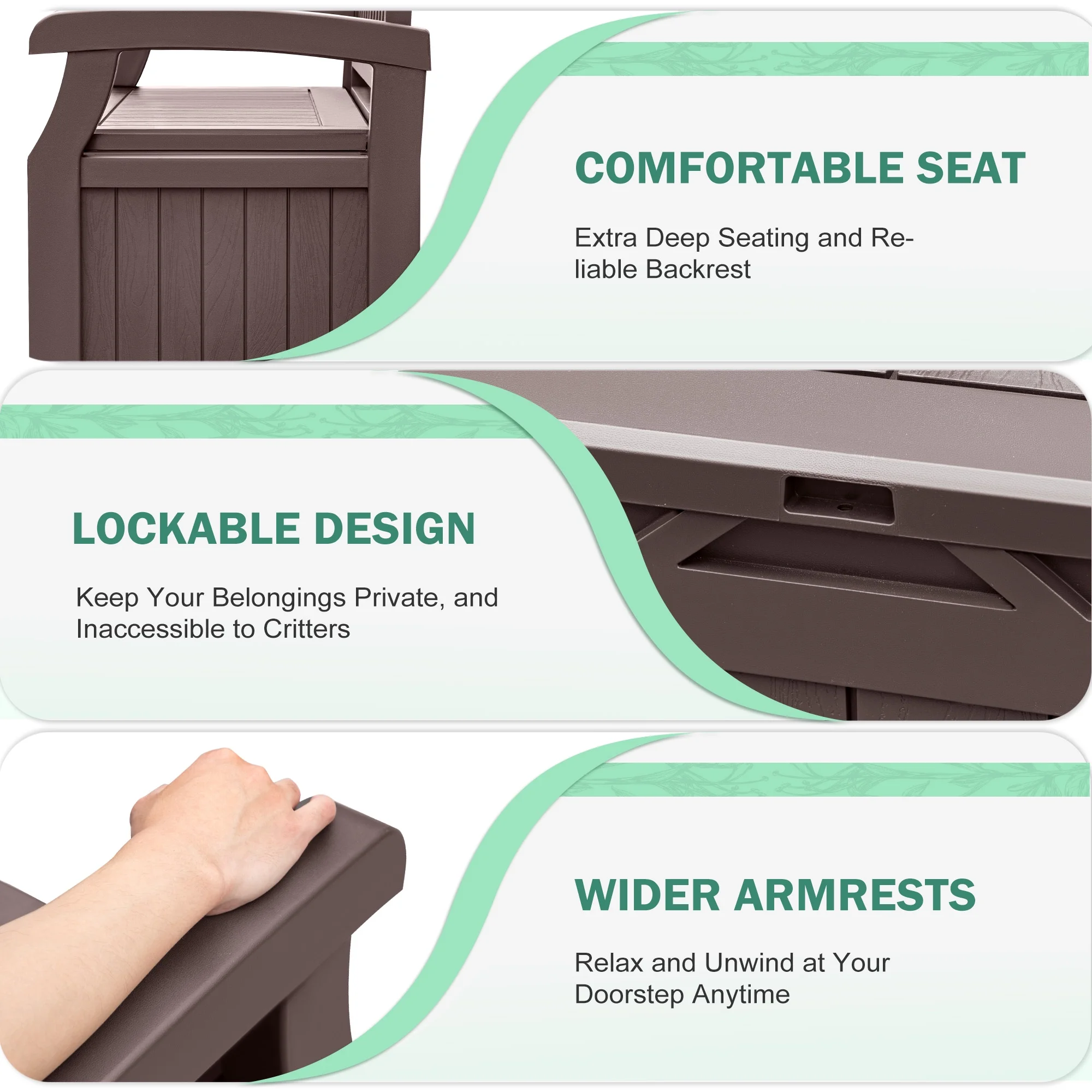 Homall 80 Gallon Plastic Storage Bench Made Of Durable Weatherproof Resin And Deck-Box Organized Storage Compartment For Outdoor Patios And Lawns,Black - Image 13