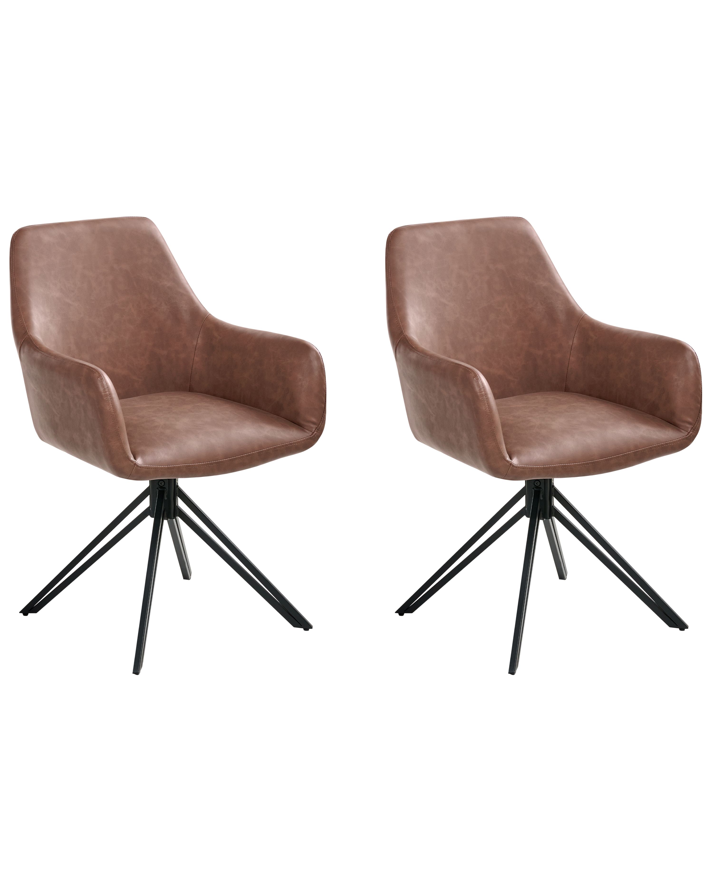 Set of 2 Dining Chairs SANSARC Faux Leather Brown