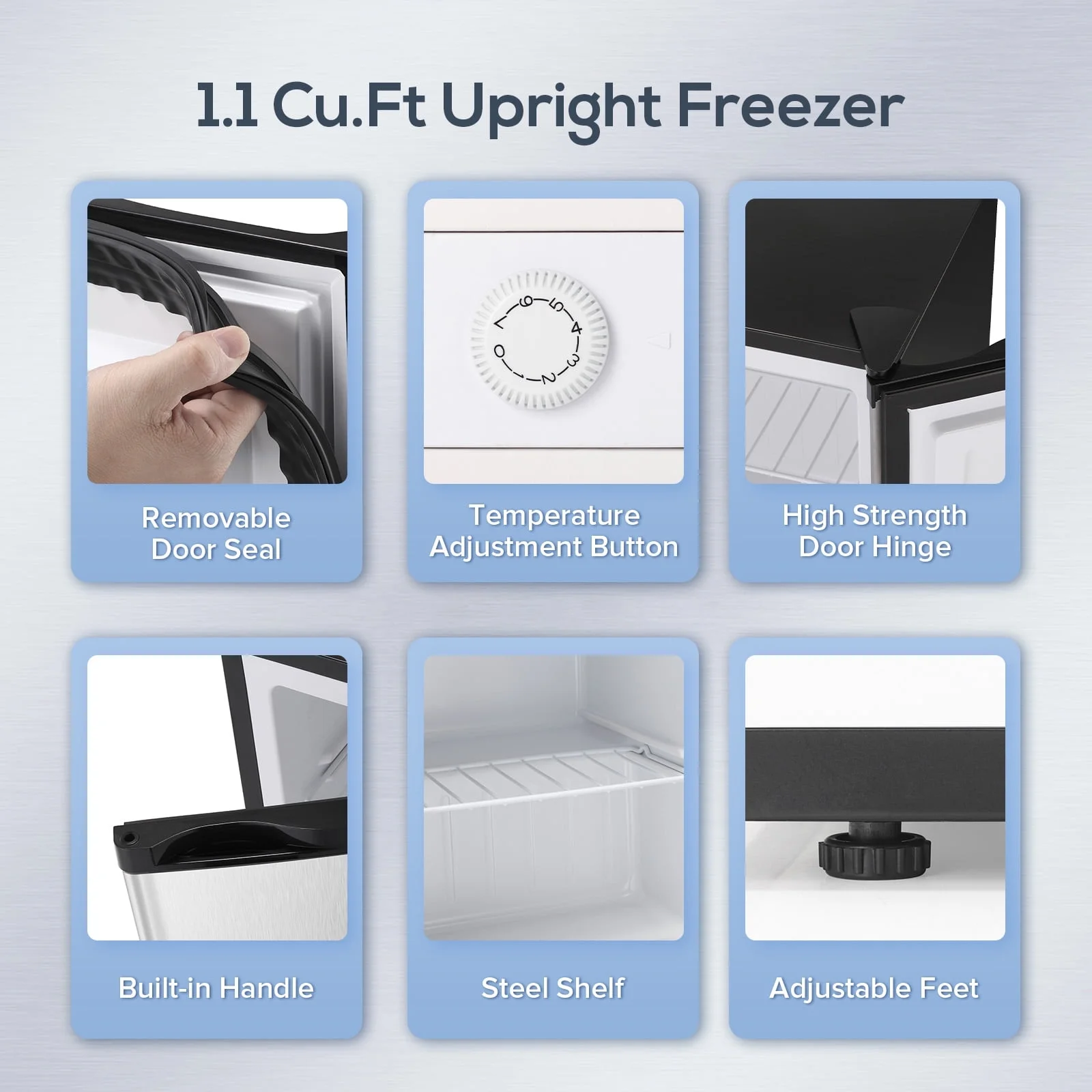 KNDKO Upright Freezer, 1.2cu.ft Mini Freezer with Adjustable Thermostat & Removable Shelves, Stand Up Freezer for Home/Office/Dorm, White - Image 13