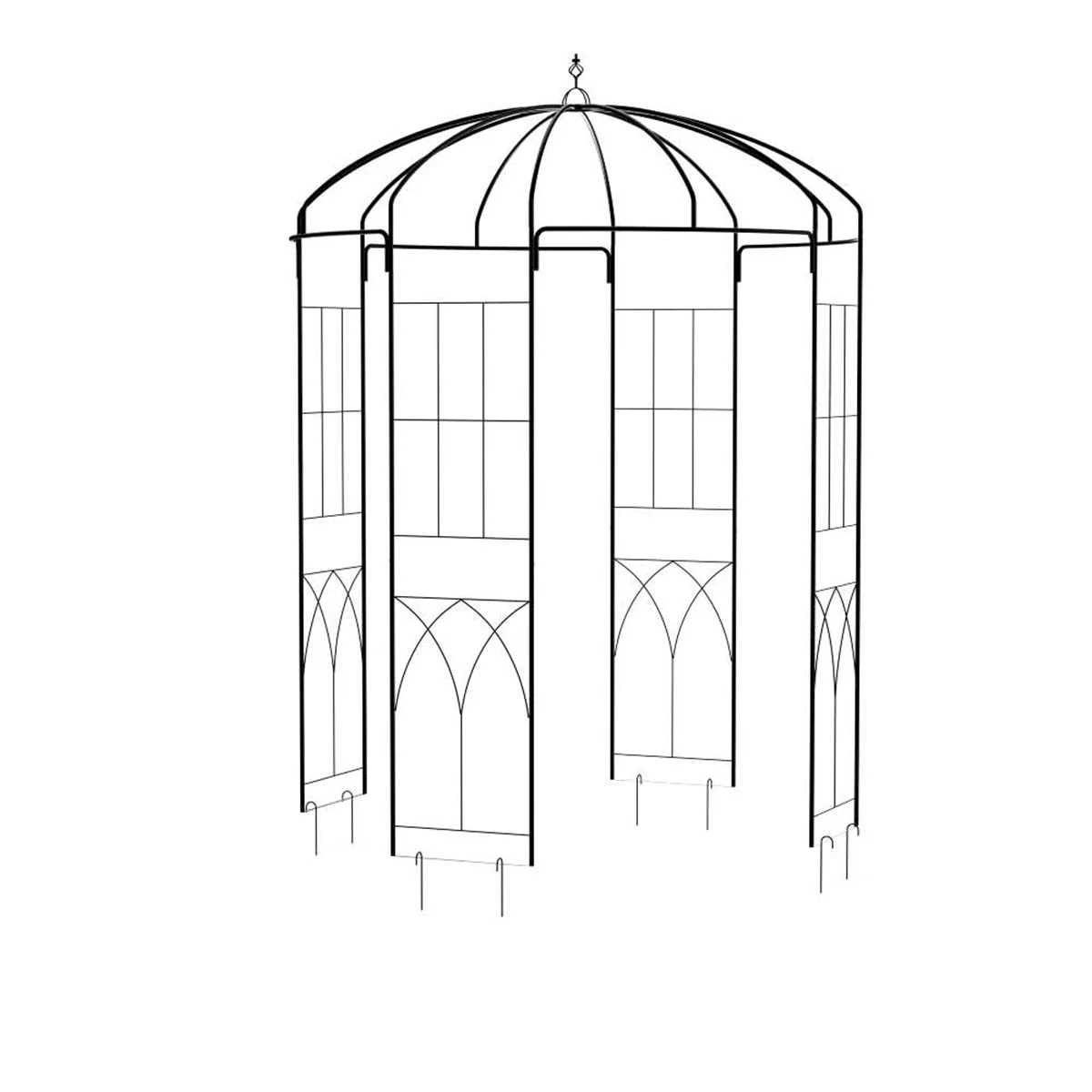 Danolapsi 8.8 FT Elegant Birdcage Shape Garden Arch, Sturdy Steel Wedding Arbor for Outdoor Ceremony, Romantic Pavilion for Climbing Plants, Black Metal Pergola for Patio, Backyard, Lawn Decor
