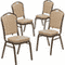 Flash Furniture 4 Pack HERCULES Series Crown Back Stacking Banquet Chair in Black Patterned Fabric - Gold Vein Frame - Image 41