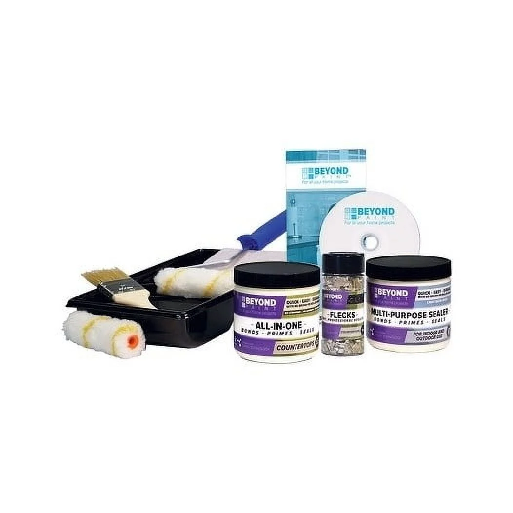 Beyond Paint Countertop Makeover Kit with Paint, Sealer, Flecks and Tools for Countertops, Soft Gray