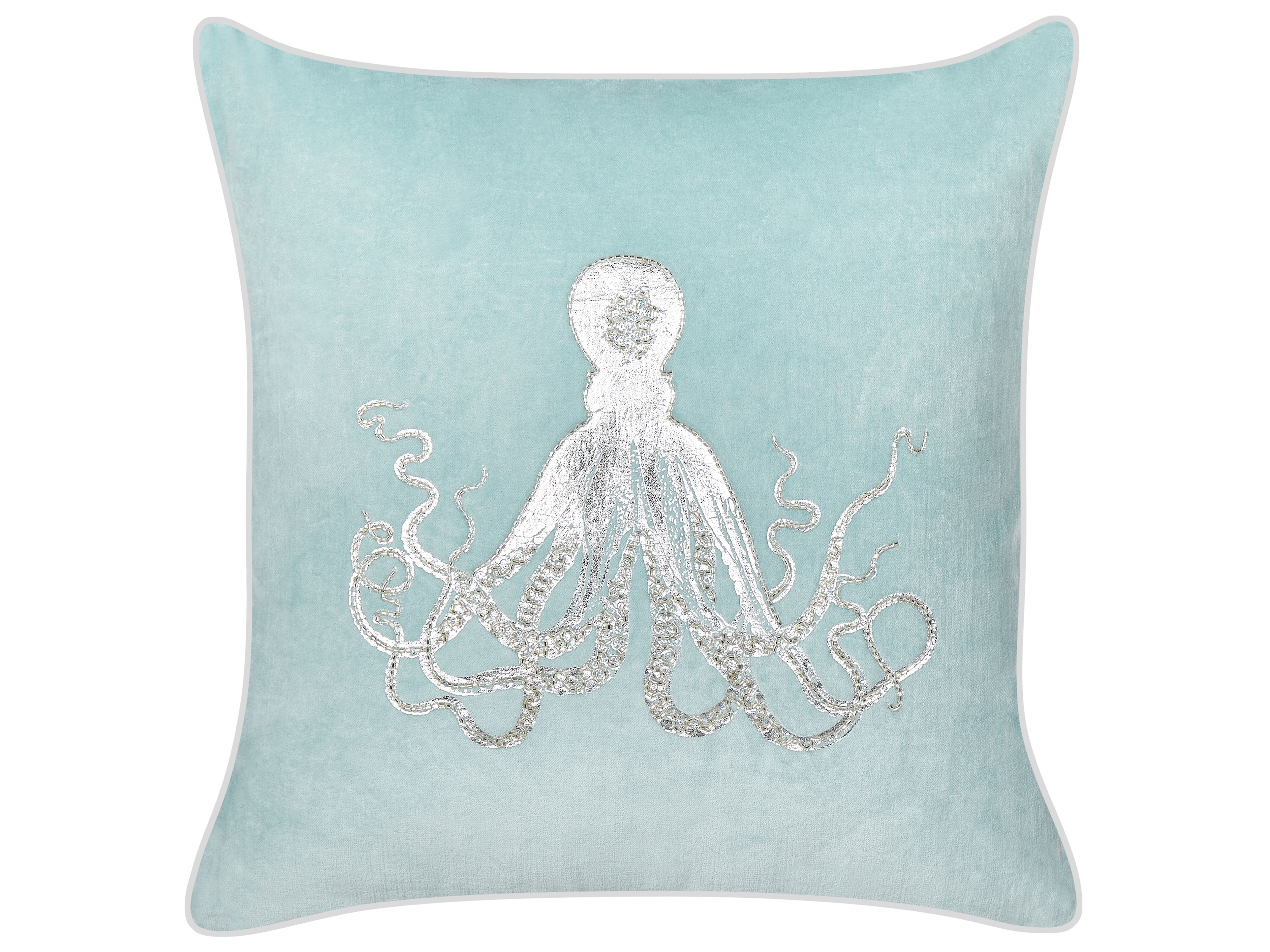 Throw Cushion LAMINARIA Velvet 45 x 45 cm Light Blue Animal Pattern