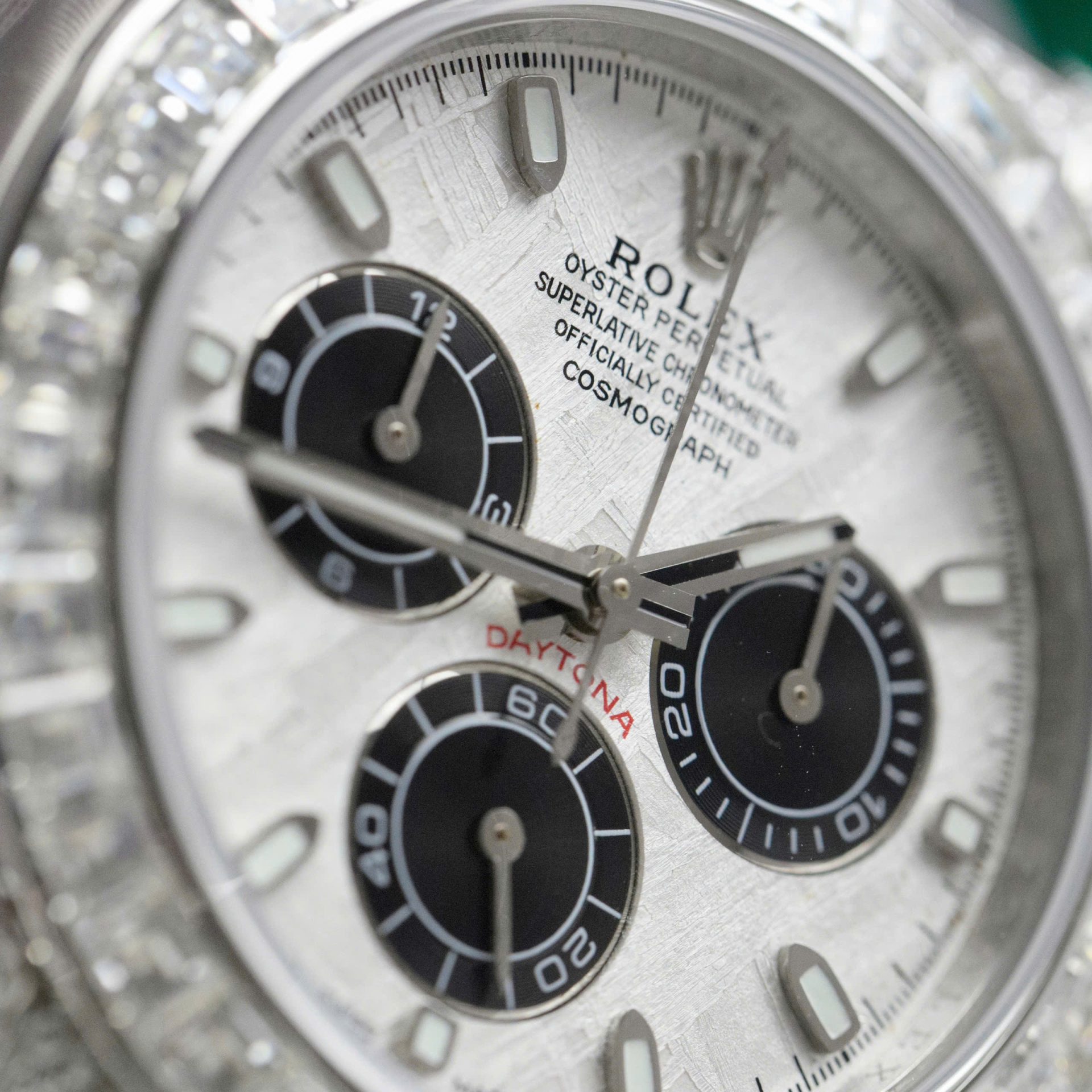 Rolex Daytona Replica Watch Dial Meteorite Custom Diamonds Moissanite Baguette 40mm - Top club