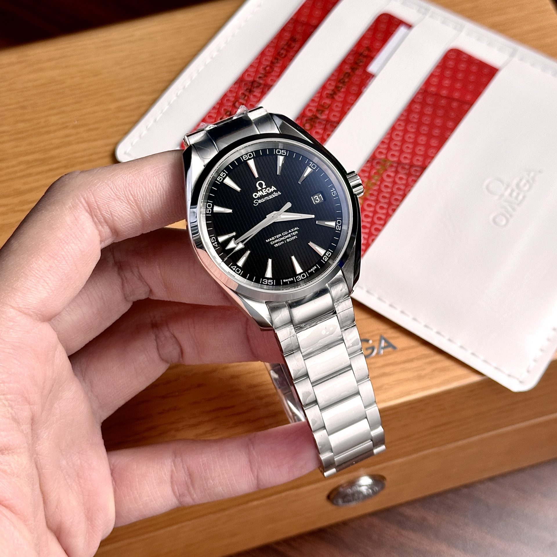 Omega Replica Watch Seamaster Co-Axial Aqua Terra Black Dial 41mm - Elite Watch Atelier