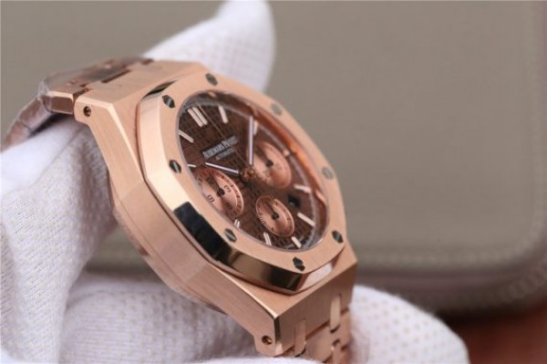 Replica Audemars Piguet Royal Oak Chronograph RG JHF Brown/RG Dial RG Bracelet A7750 - Top club