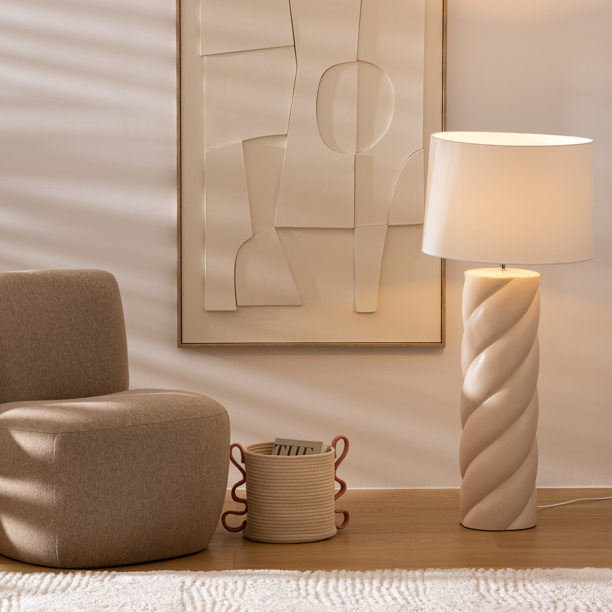Floor lamp, ceramic "Noly" Beige, H.102 cm