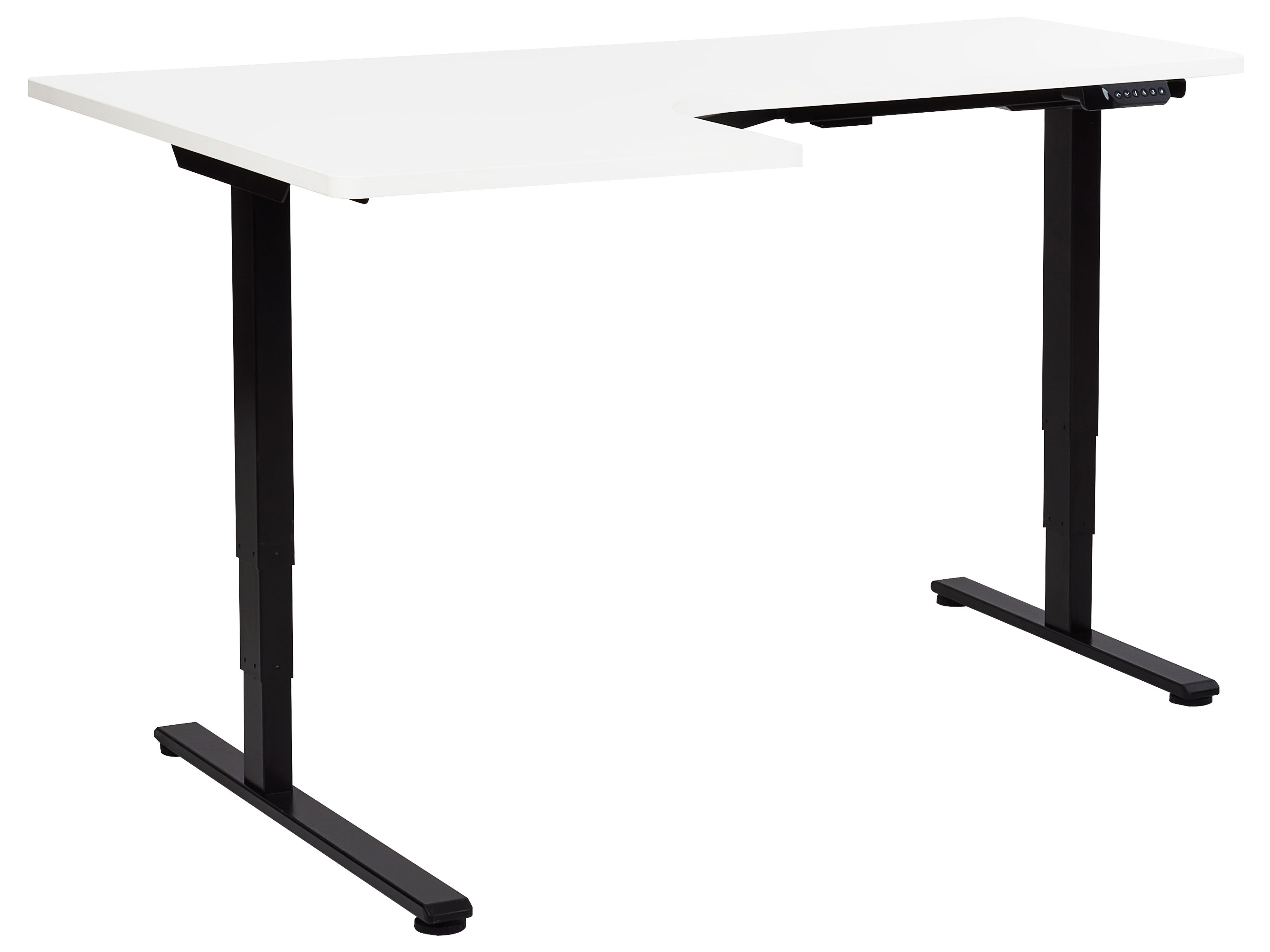 Electric Adjustable Corner Desk DESTINES White/ Black 160 cm 109 cm Left Hand