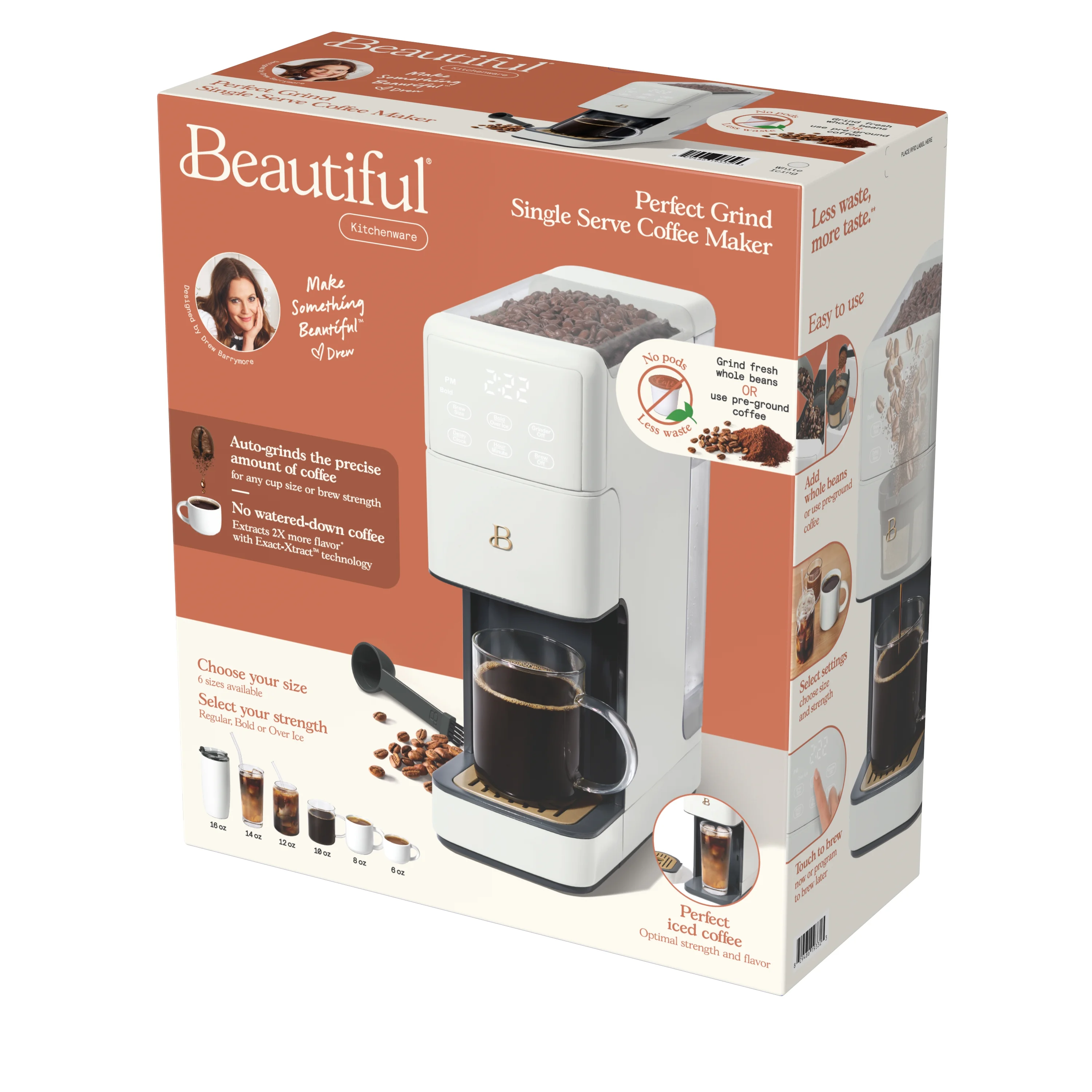 Beautiful Perfect Grind�?Programmable Single Serve Coffee Maker, White Icing by Drew Barrymore