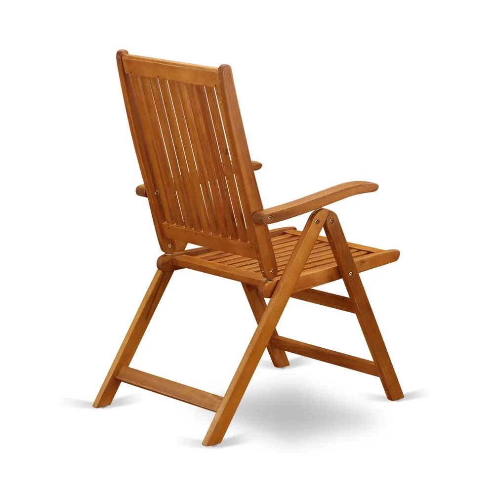 AECN5C5NA - 5 Piece Innovative Patio Dining Set - An Outdoor Table with Multi-Positions 4 Folding Patio Chairs- Natural Oil Finish