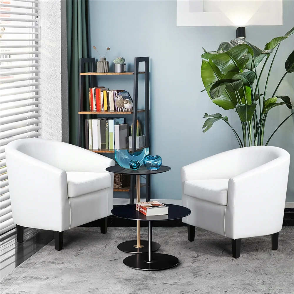 Renwick Faux Leather Barrel Accent Chair for Living Room, Set of 2, Black - Image 55