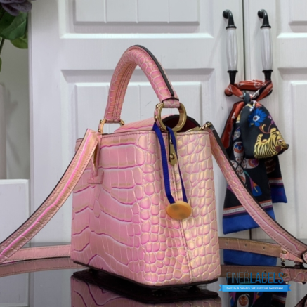 Pink Croc-Embossed Mini Handbag with Gold Hardware1:1High-quality replica