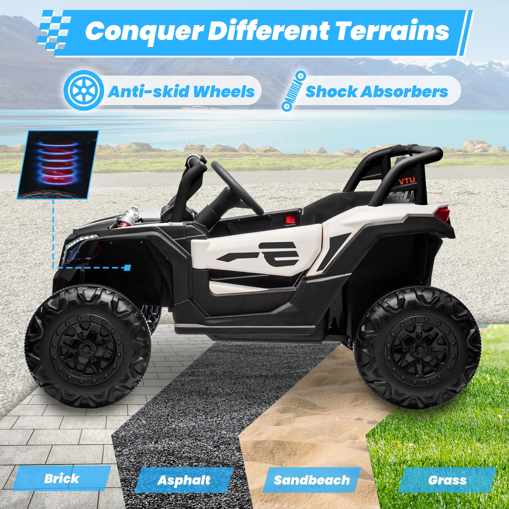 Joyracer 4WD 24 Volt Ride on Toys, 2 Seater Power Car wheels UTV with 800W Motors, Remote Control, Bluetooth Music, Spring Suspension, LED Light, Pink - Image 38