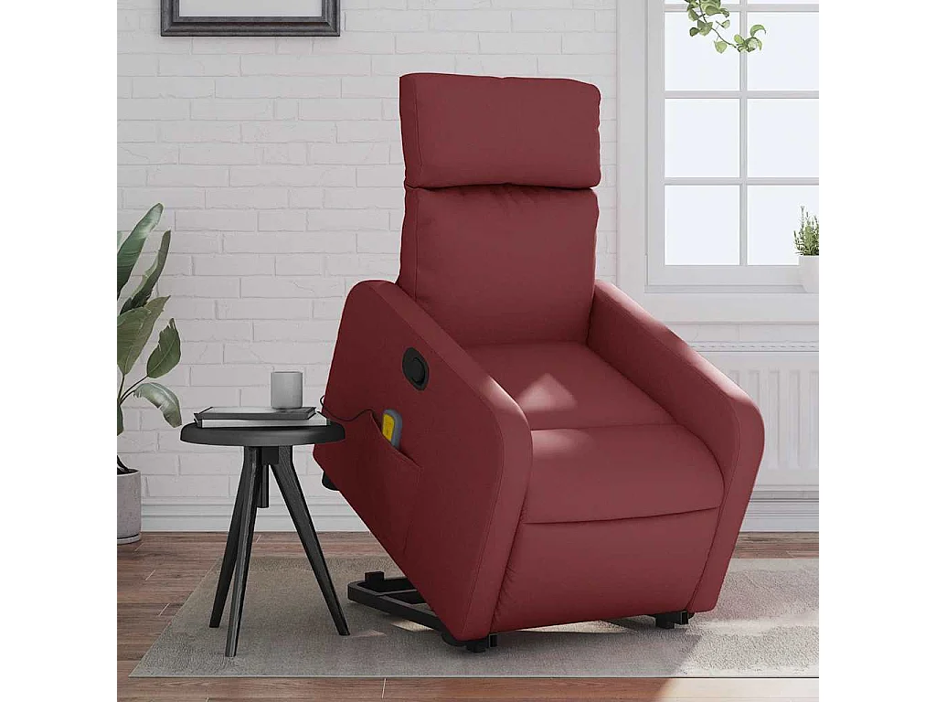 Fauteuil inclinable-Chaise de relax-Fauteuil de Massage Rouge bordeaux Similicuir SHL3821