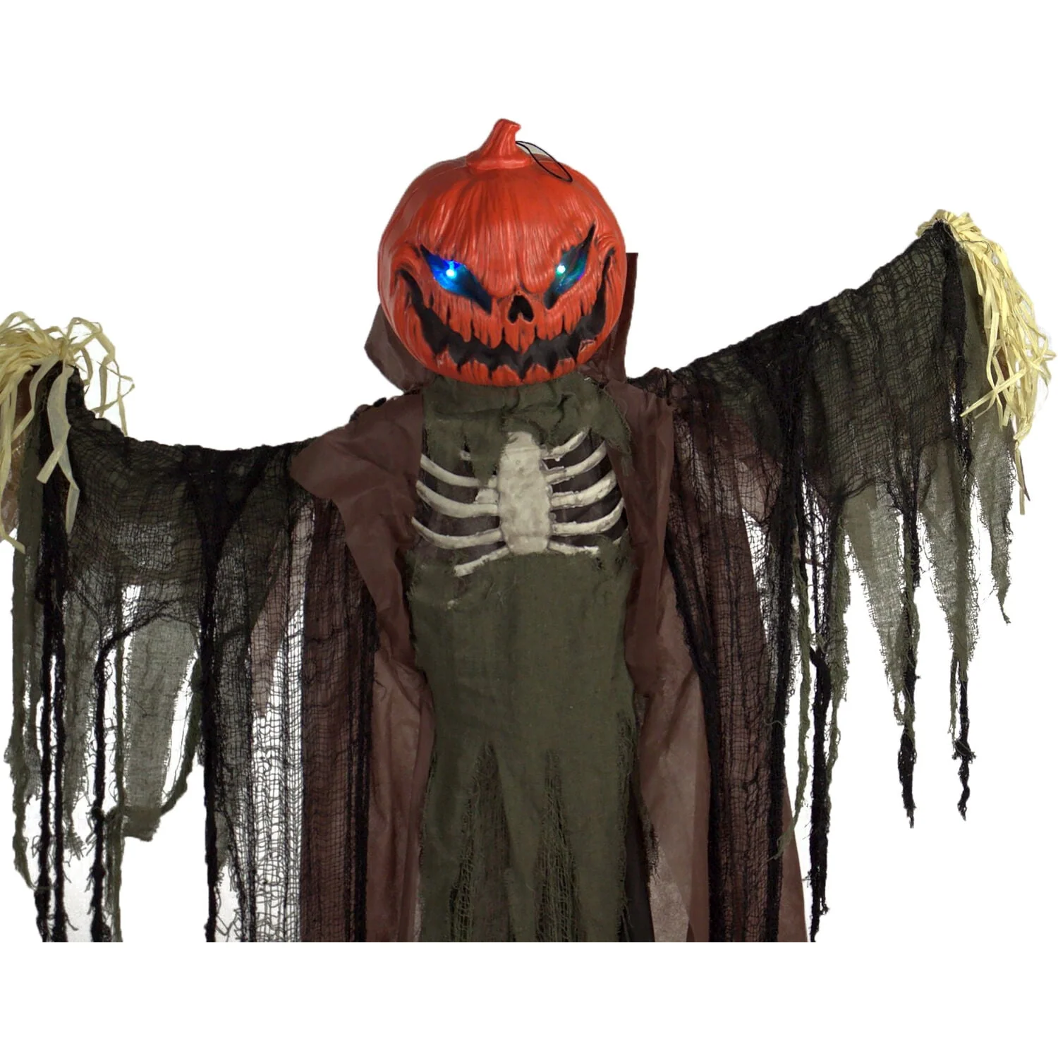 Haunted Hill Farm Life-Size Poseable 6.7-Ft. Pumpkin Scarecrow with Lights and Sound, Indoor or Covered Outdoor Halloween Decoration - Image 14 Haunted Hill Farm Life-Size Poseable 6.7-Ft. Pumpkin Scarecrow with Lights and Sound, Indoor or Covered Outdoor Halloween Decoration - Image 14