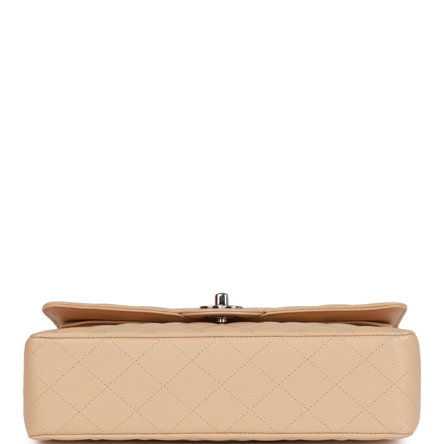 Chanel Classic Flag Bag Medium Classic Double Flap Bag Beige Caviar Silver Hardware1:1High-quality replica