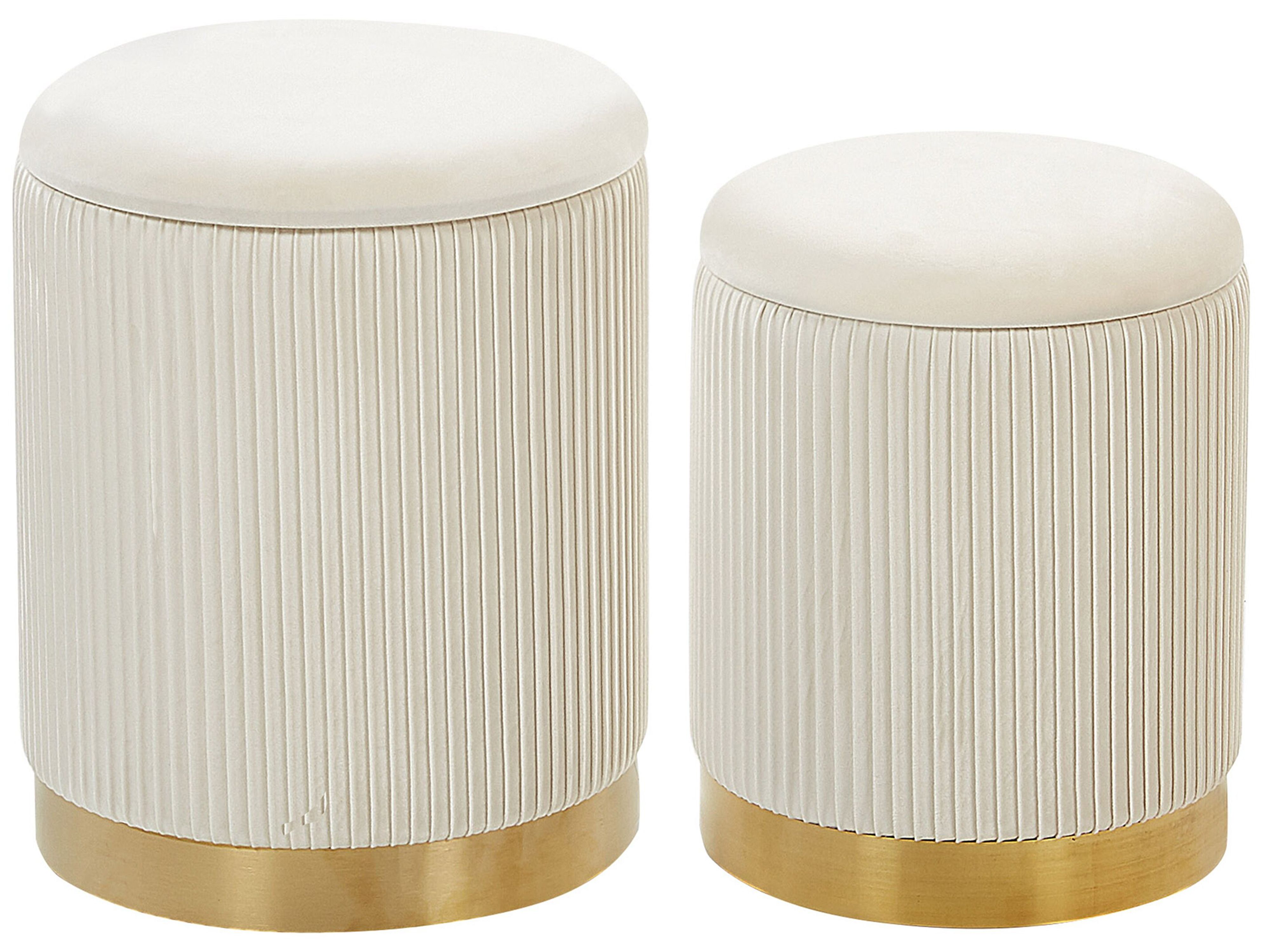 Set of 2 Storage Pouffes MIRAMAR Velvet White