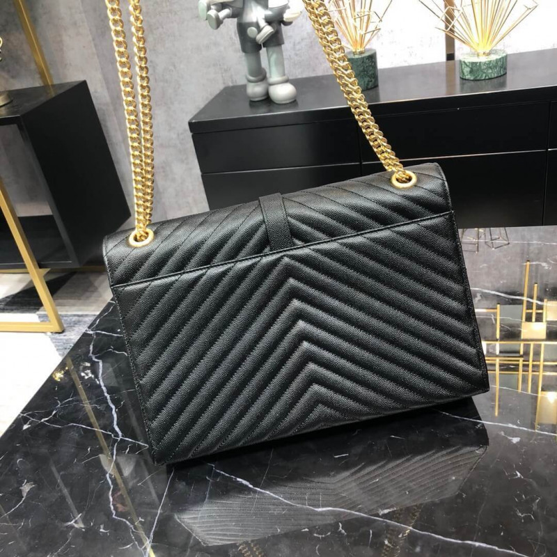 Replica Saint Laurent Grain Leather Large Envelope Chain Bag 396910 Black1:1High-quality replica