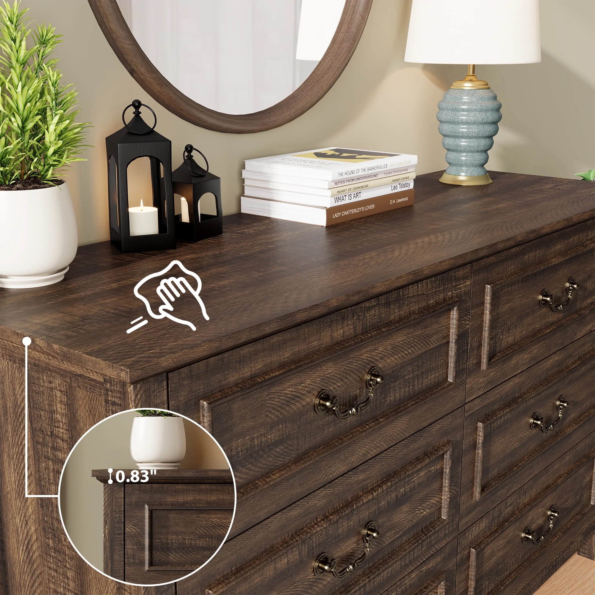 GIKPAL White Dresser for Bedroom, 6 Drawers Wood Dresser with Antique Handles, Farmhouse Rustic Chest of Drawers for Bedroom, Living Room, Entryway & Hallway - Image 18