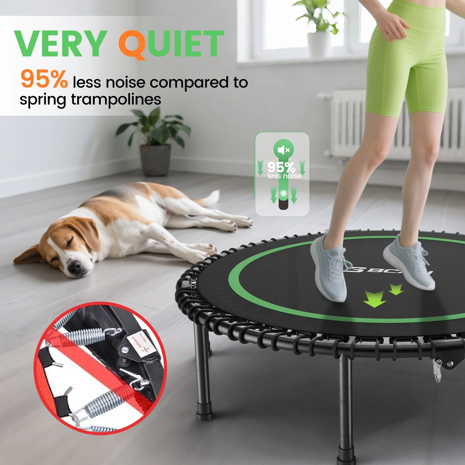 BCAN 450 LBS Foldable Mini Trampoline, 40" Fitness Trampoline with Bungees, Stable & Quiet Exercise Rebounder for Kids/Adults - Image 15