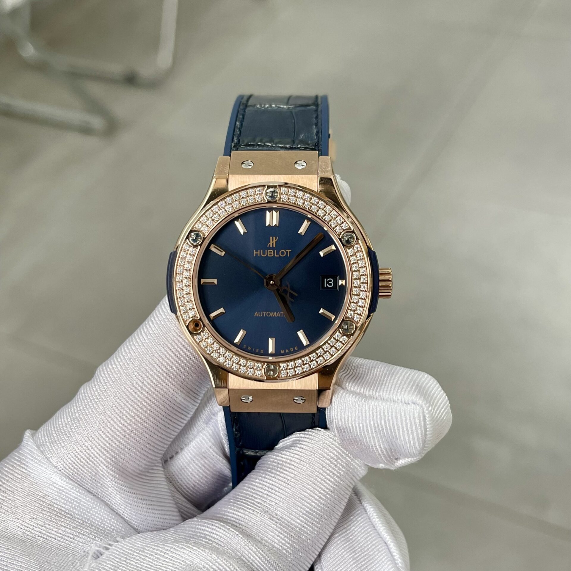 Hublot Classic Fusion Blue With Diamond Bezel Replica Watch HB Factory 38mm - Top club