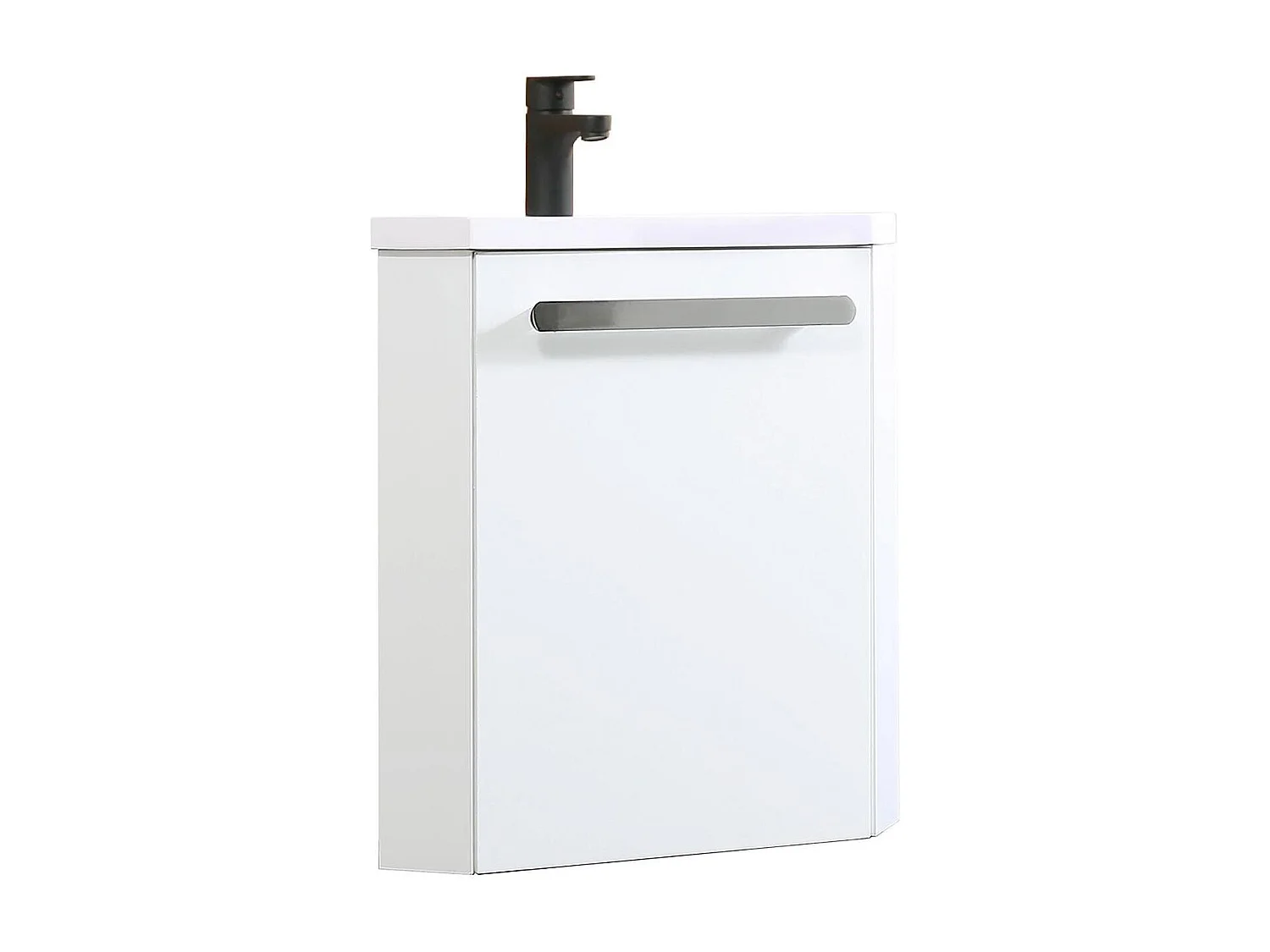 Ensemble lave-mains d'angle suspendu SKINO avec robinet noir