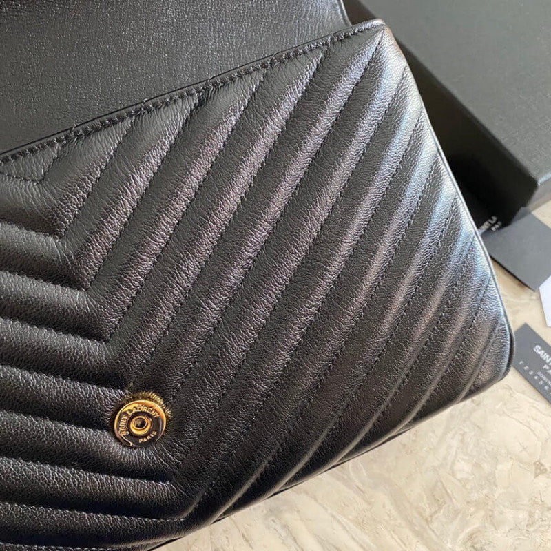 Replica Ysl Saint Laurent Sheepskin Matelasse Chevron Monogram Large College Satchel 392738 Black1:1High-quality replica