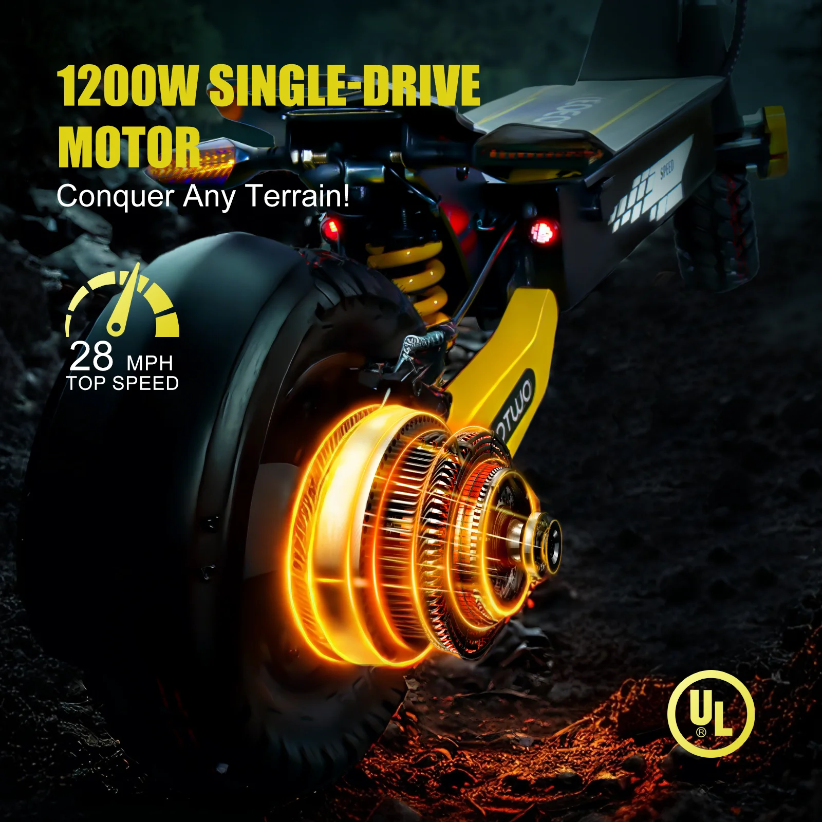 Off Road Electric Scooter for Adults, 1200W Motor Fast E Scooter, Up to 28MPH Top Speed & 20Miles Long Range, 11" Off-Road Tires, 330lbs MAX Load, Foldable - Image 30